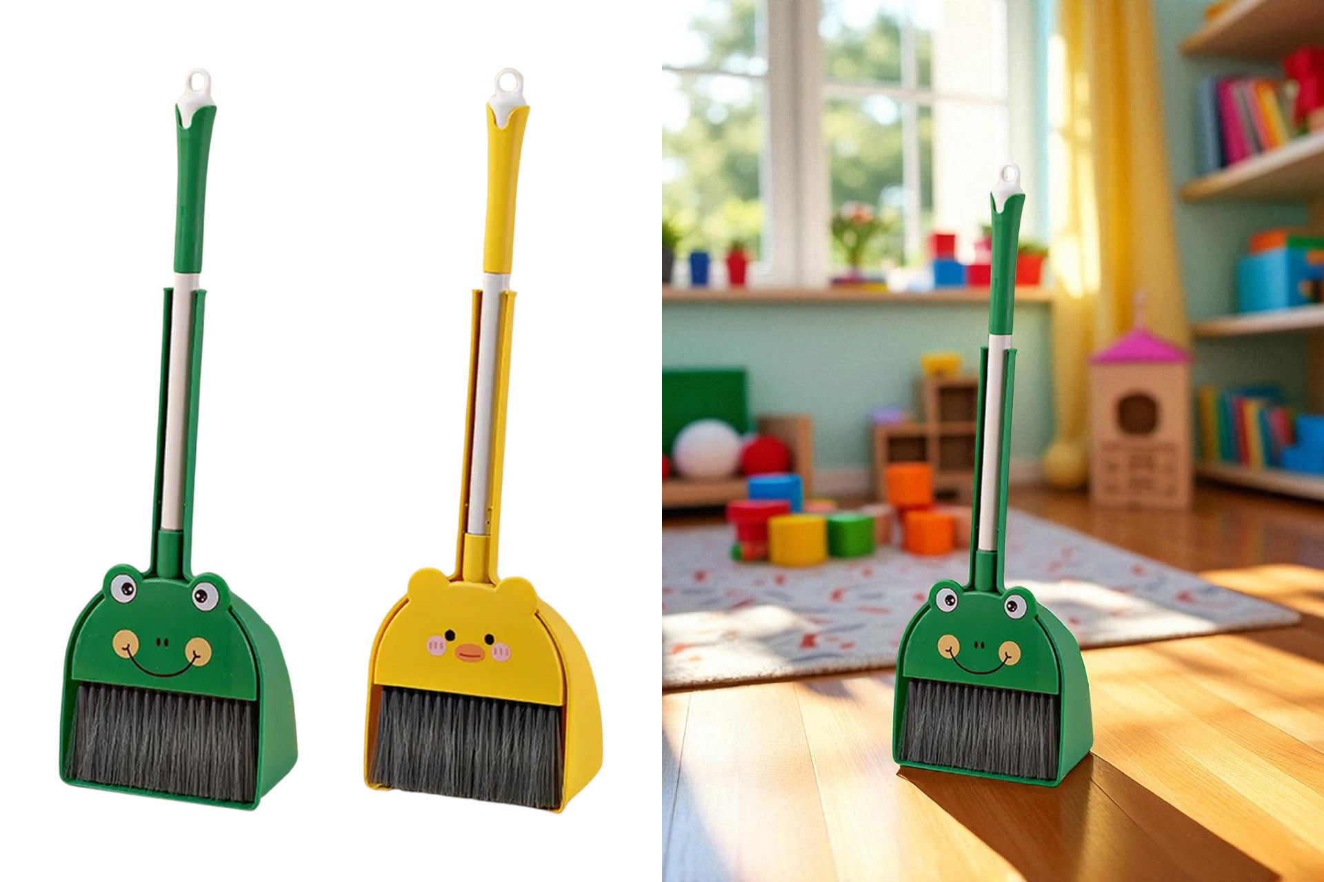 Kehrset "Kinder" 2tlg., Besen und Kehrschaufel, 14,5x16x54cm, 2 Designs