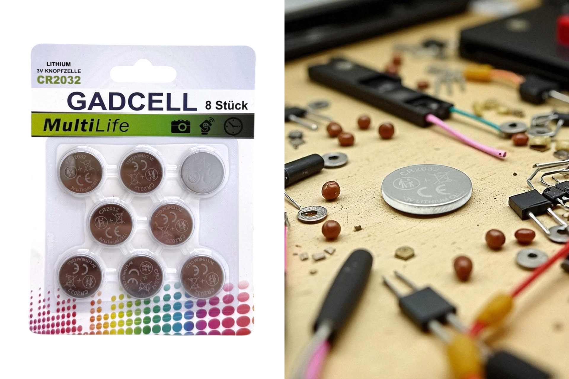 Button cell battery CR2032, Set of 8