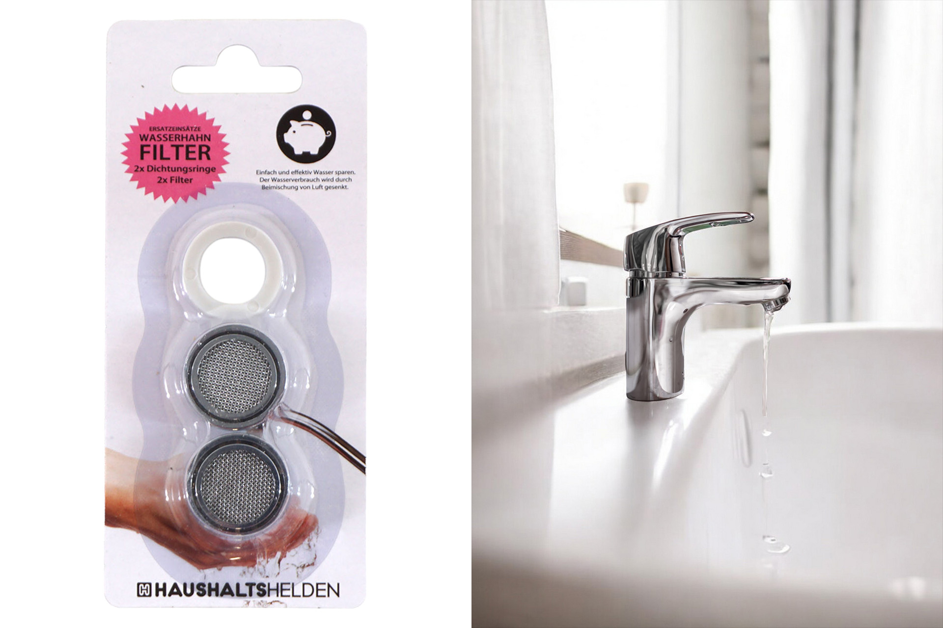 Wasserhahn-Kalkfilter Metall Luftsprudler + Dichtungsringe, 2er