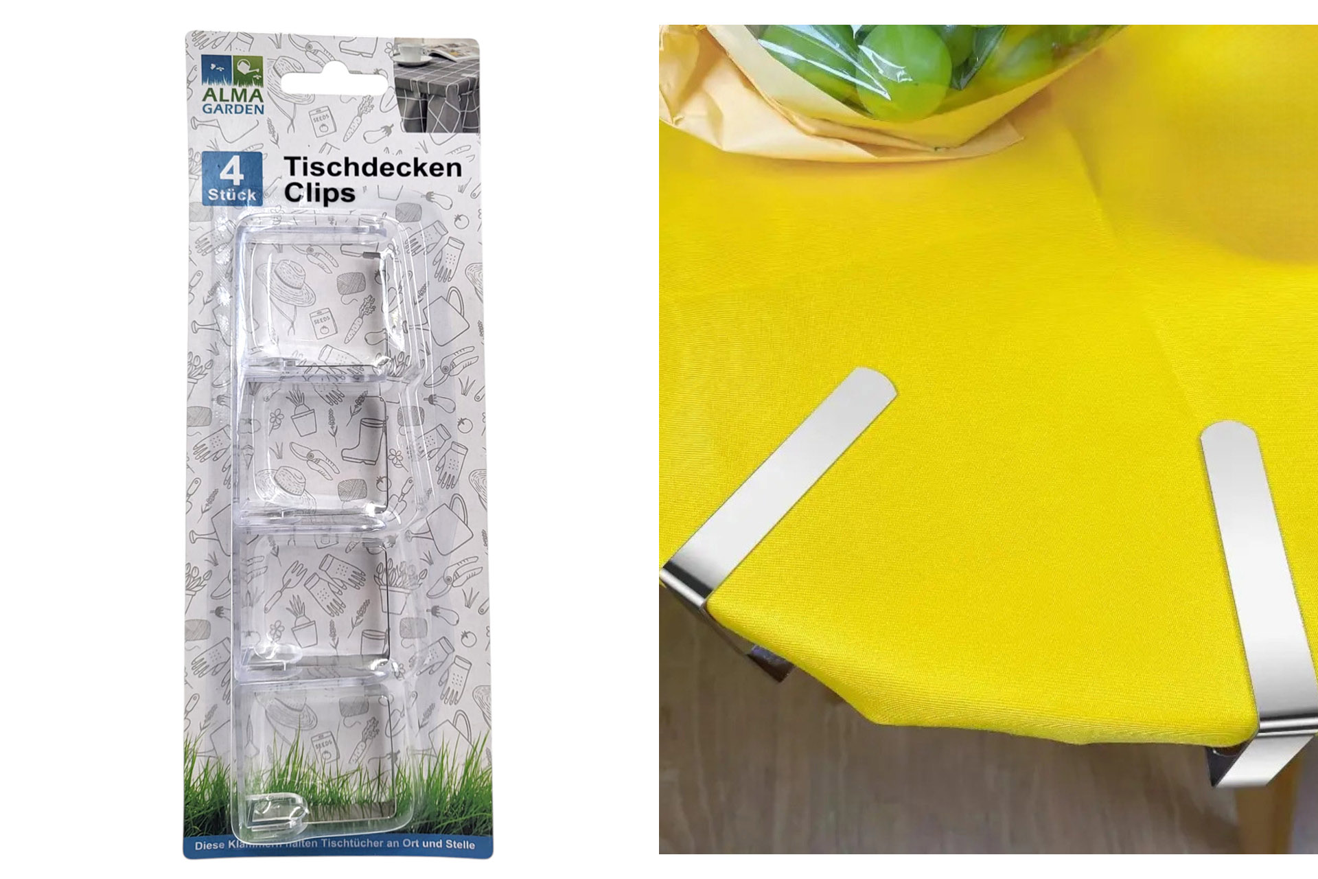 Tischtuchklammern transparent, 4er