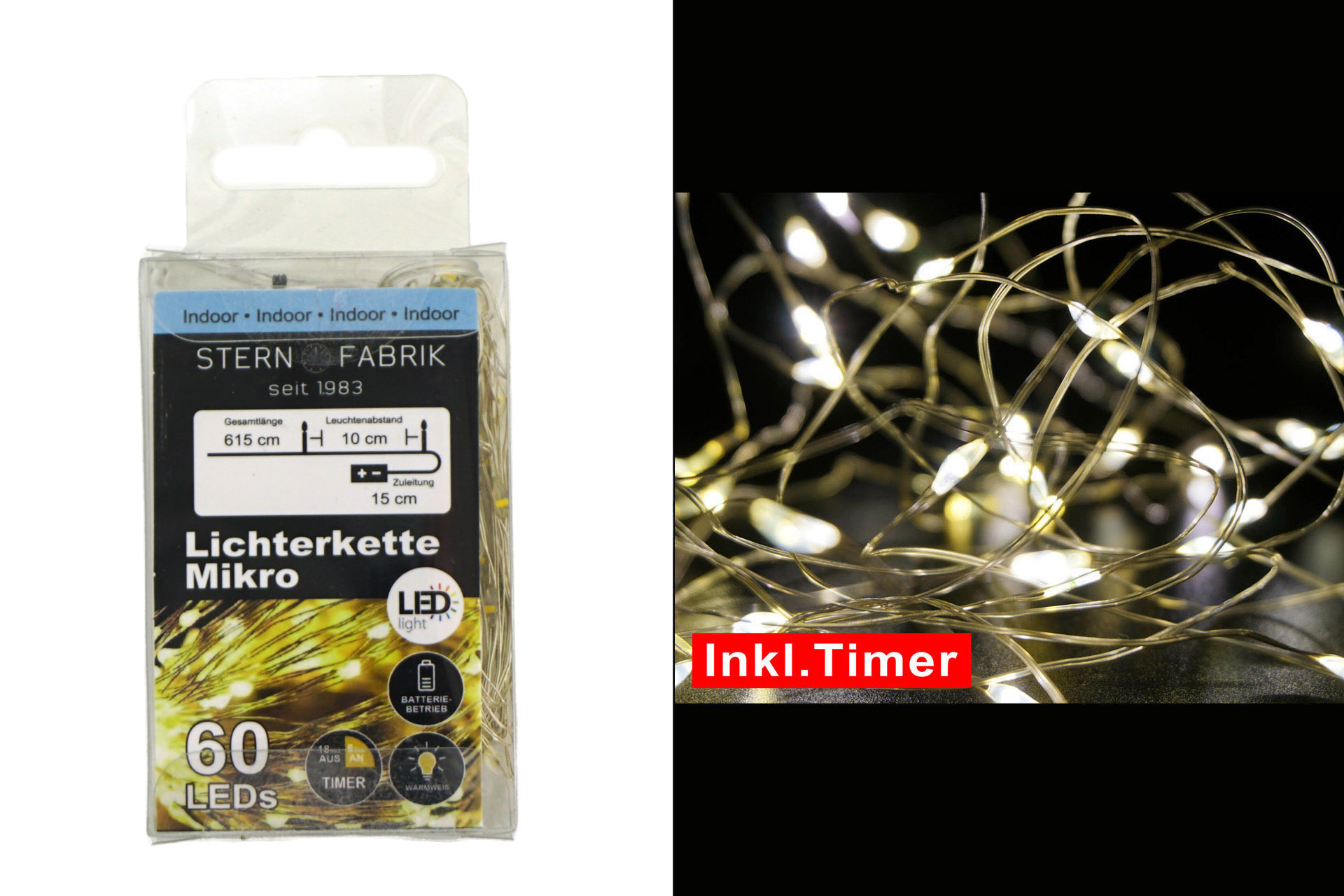 Lichterkette Basics LED Mikro mit Timer 60er