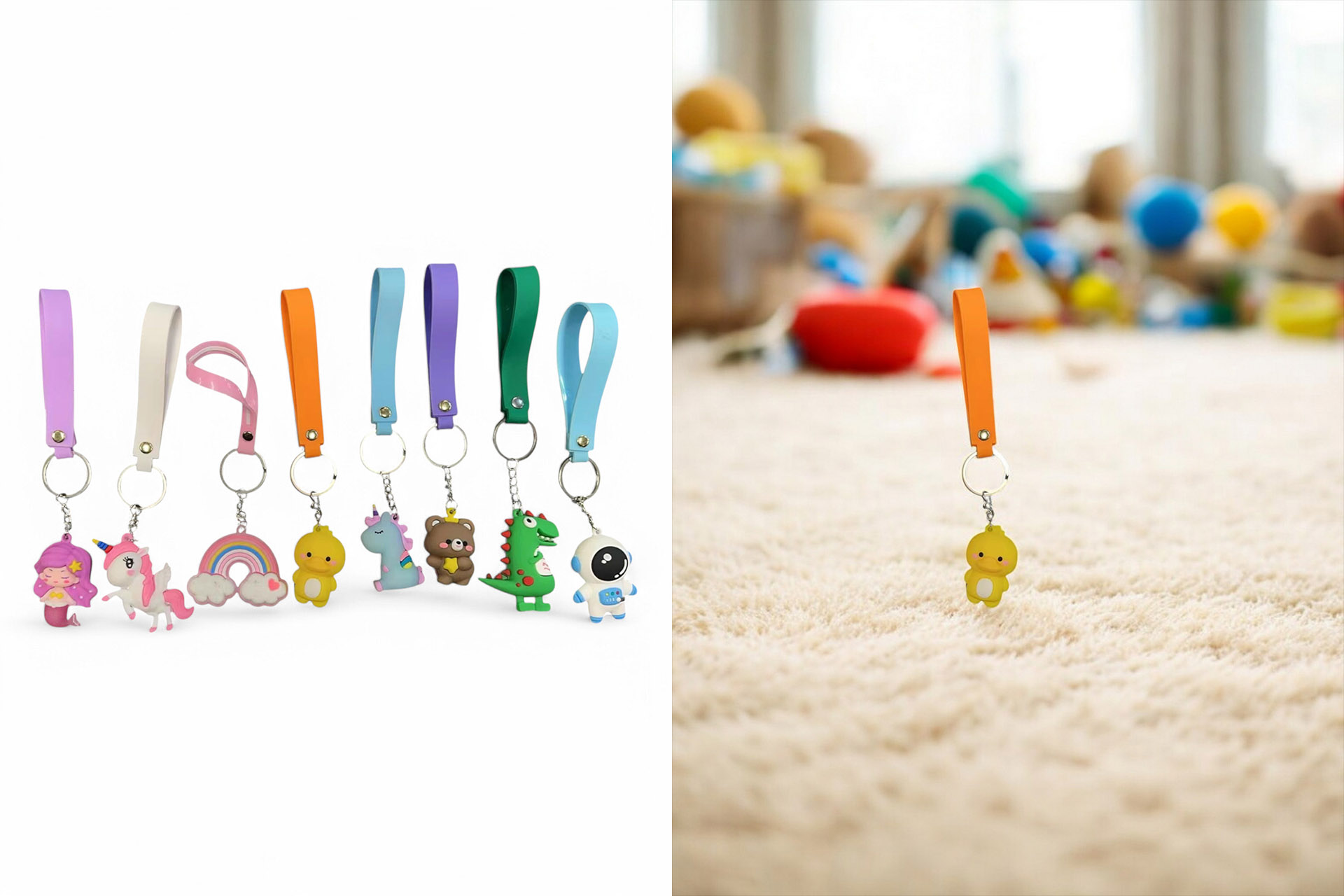 Schlüsselanhänger "Silikon Figuren" für Kinder, 8 Designs, im Display