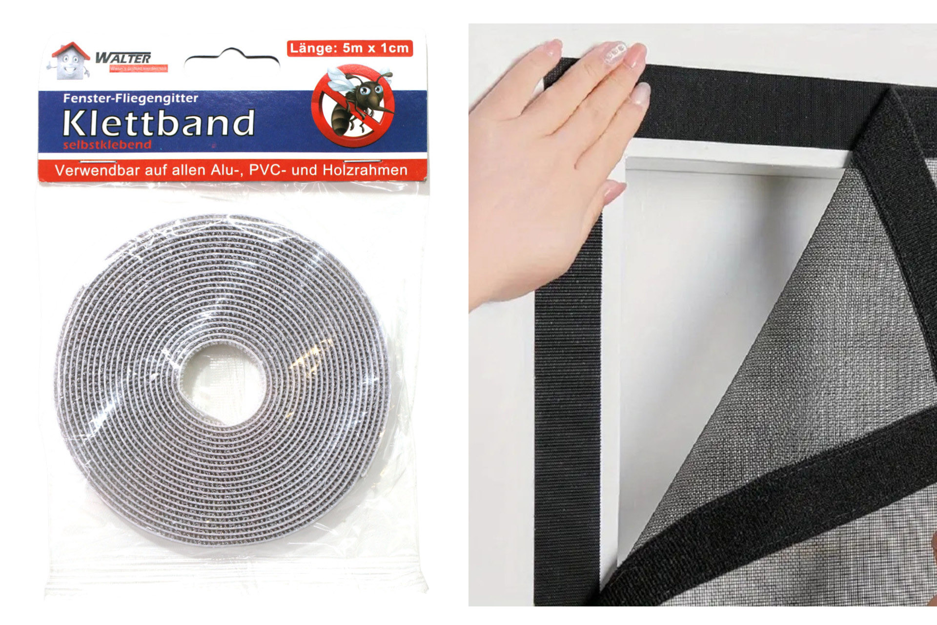 Klettband für Fenster- Fliegengitter, 5m