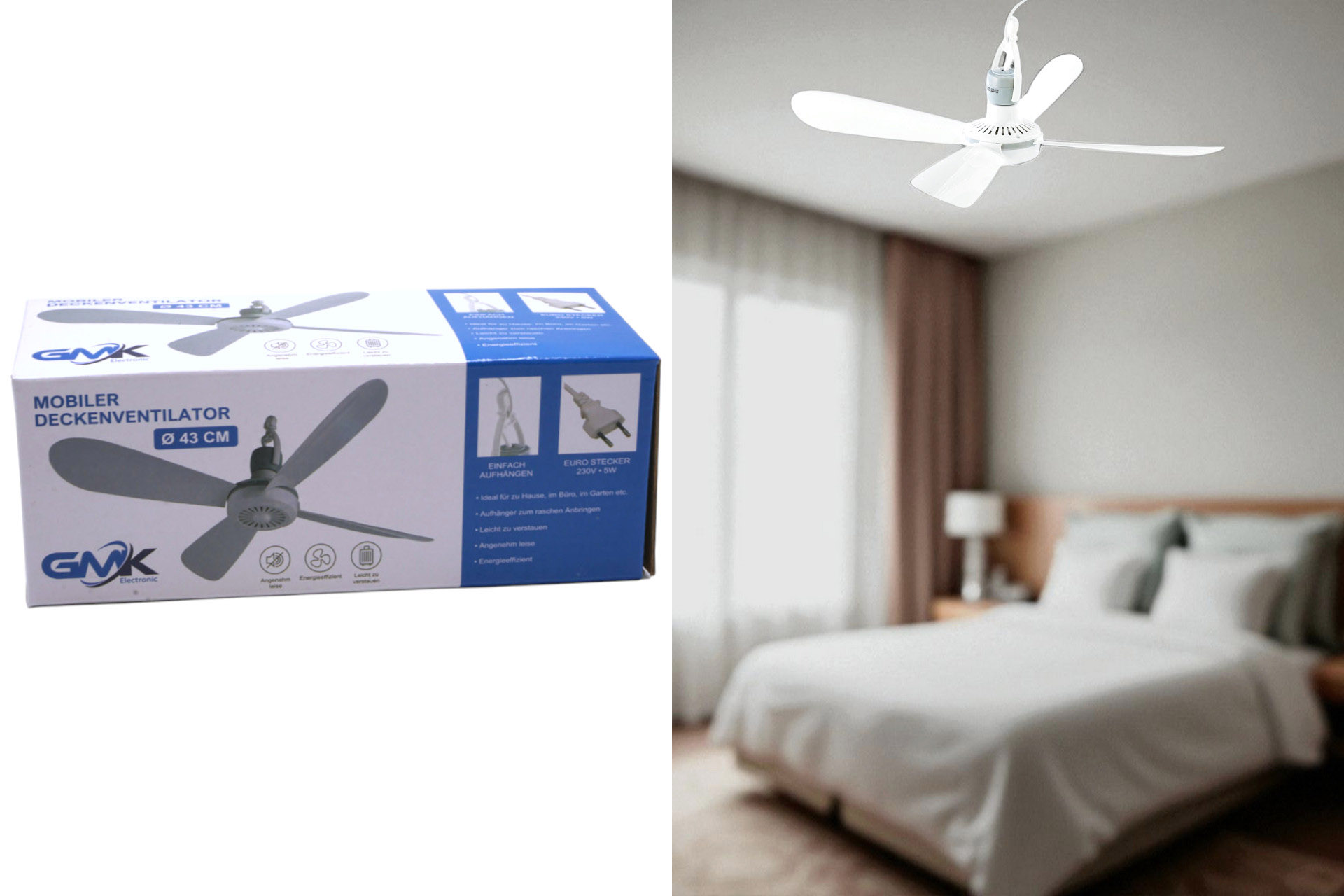 Deckenventilator weiß, Ø 40cm, 5 Watt