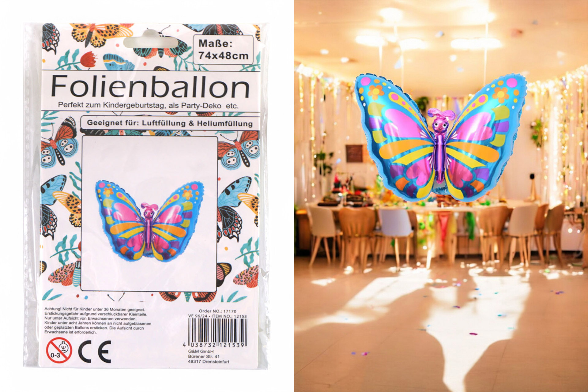 Folienballon "Schmetterling" 76x48,5cm