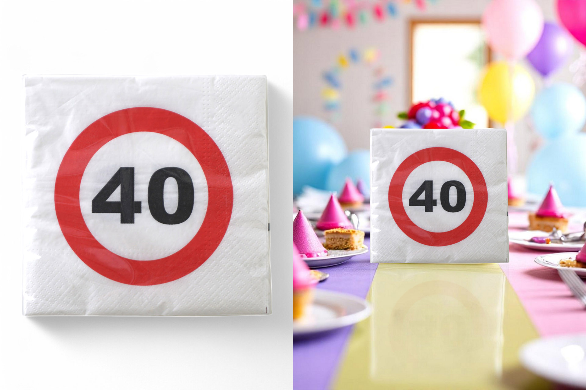 Servietten "Jubiläum 40" 33x33cm, ¼ Falz, 3-lagig, 20er Pack