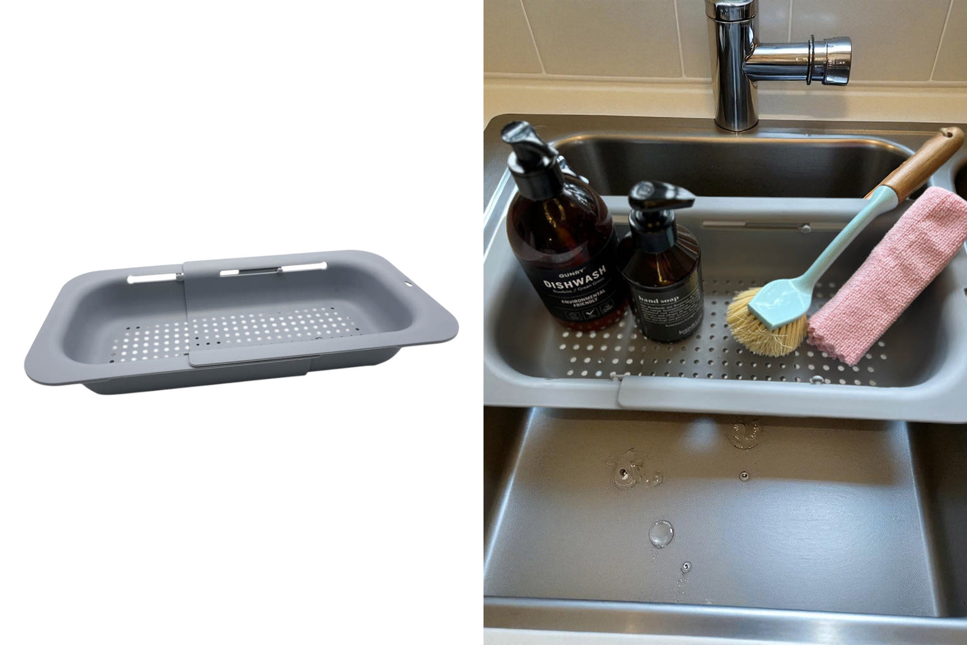 Spülbecken Abtropfkorb Größenverstellbar, 18,5x8x36,5-48,5cm, anthrazit