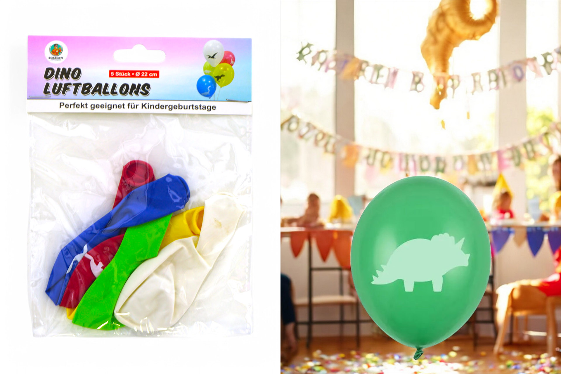 Balloons "Happy Birthday" colorful, 5pcs, ø22cm, 5 assorted colors