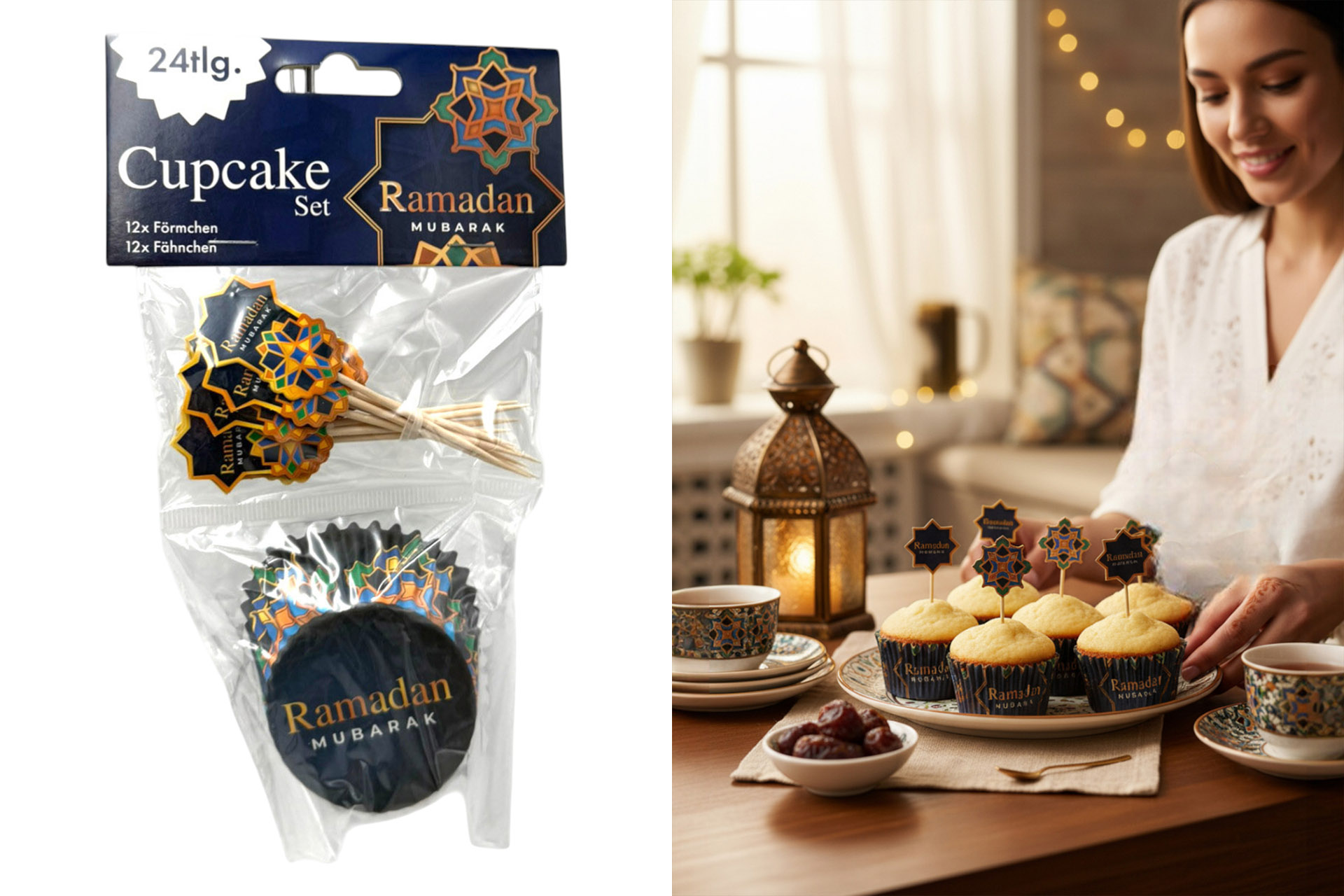 Cupcake Set "Ramadan", 24tlg, Förmchen und Schilder