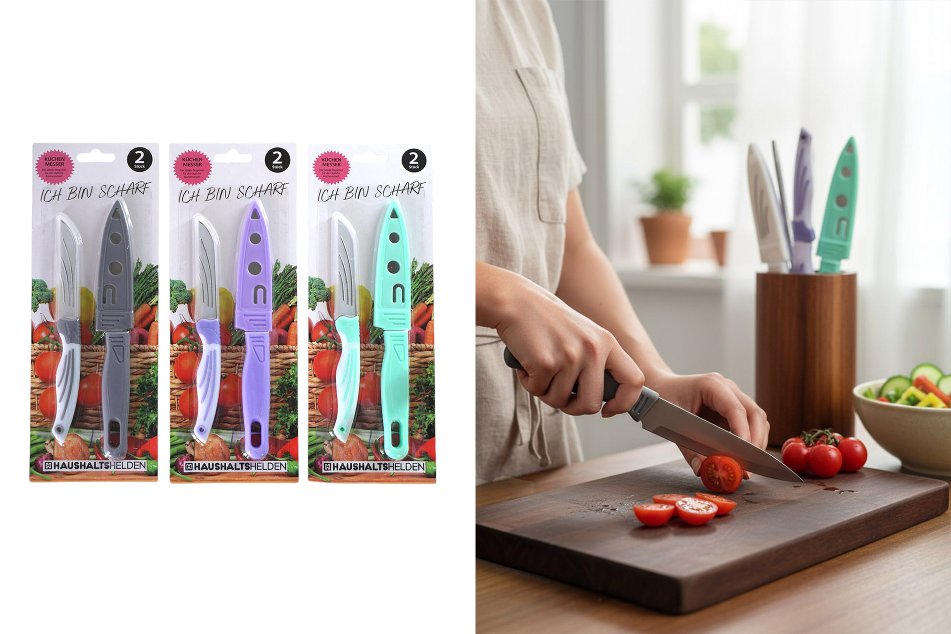 Küchenmesser, 2er Set, 3 Farben
