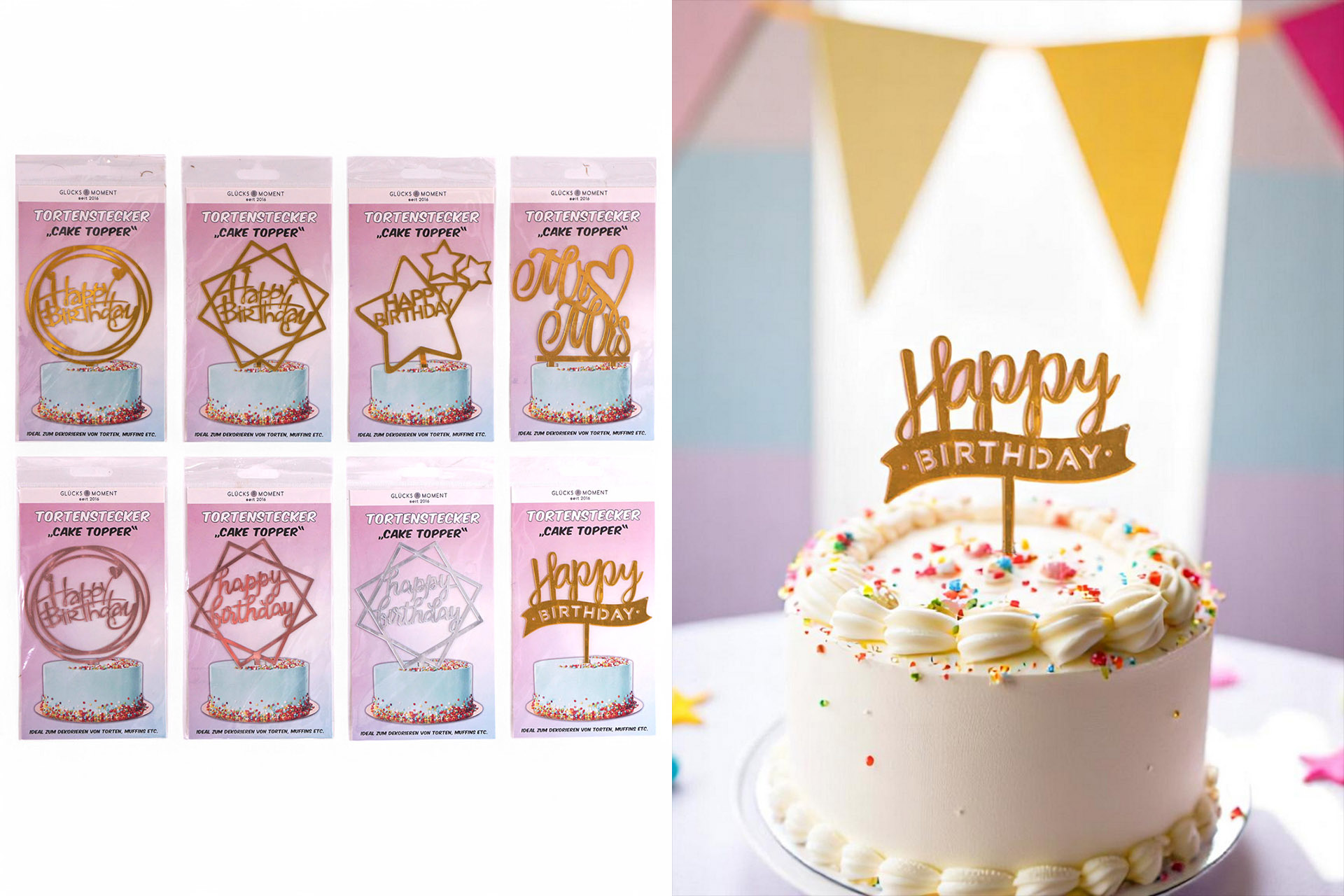 Tortenstecker "Cake Topper" Deluxe 17x11cm, 8 Designs