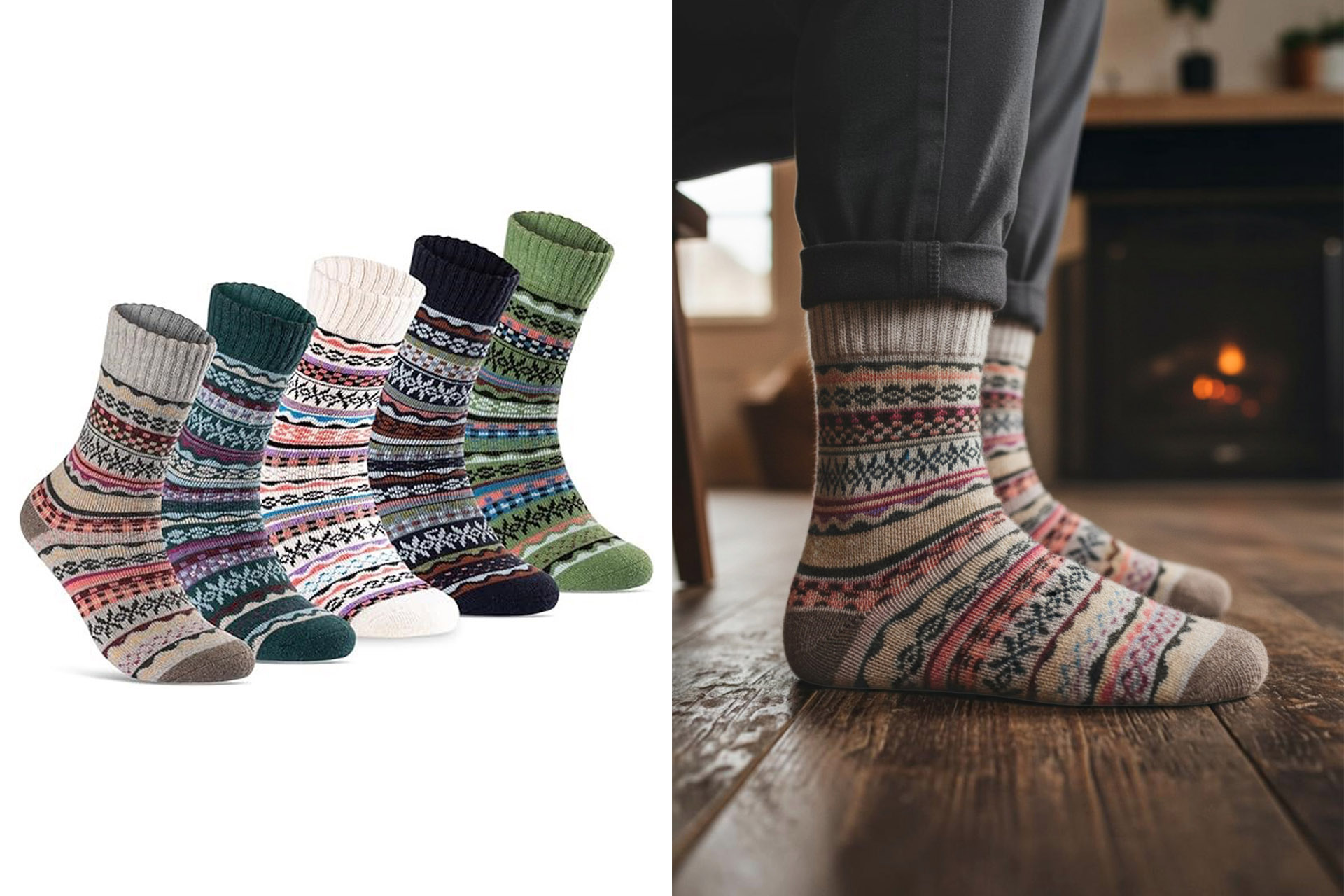 Socken Herren Woll-Strick, 4-fach sortiert