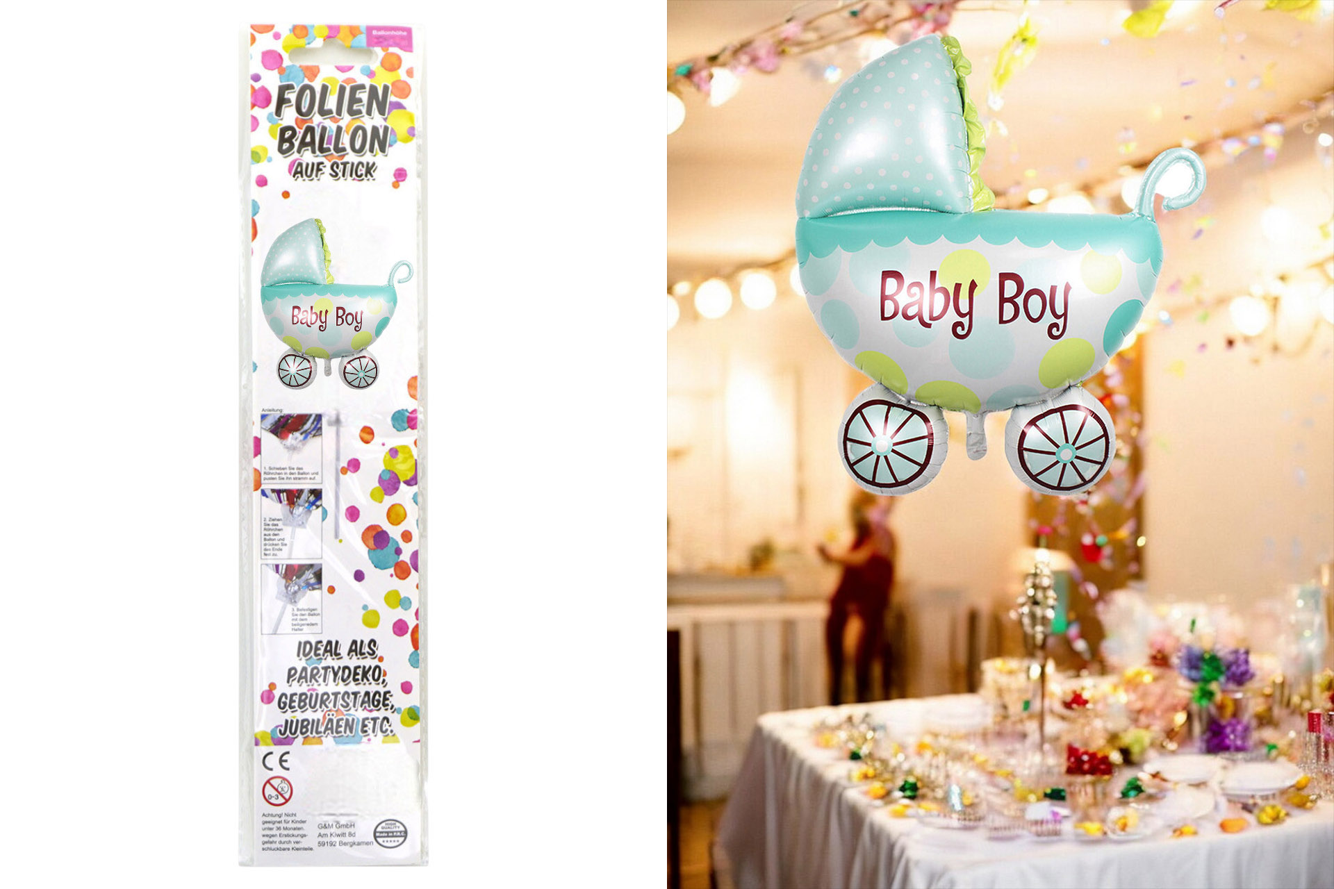 Folienballon Sortiment Refill für Display "Baby Boy" mit Sick, 25cm