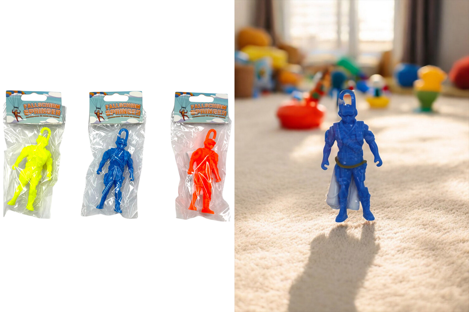 Fallschirmspringer "Sky Racer" 10cm, 3 Farben