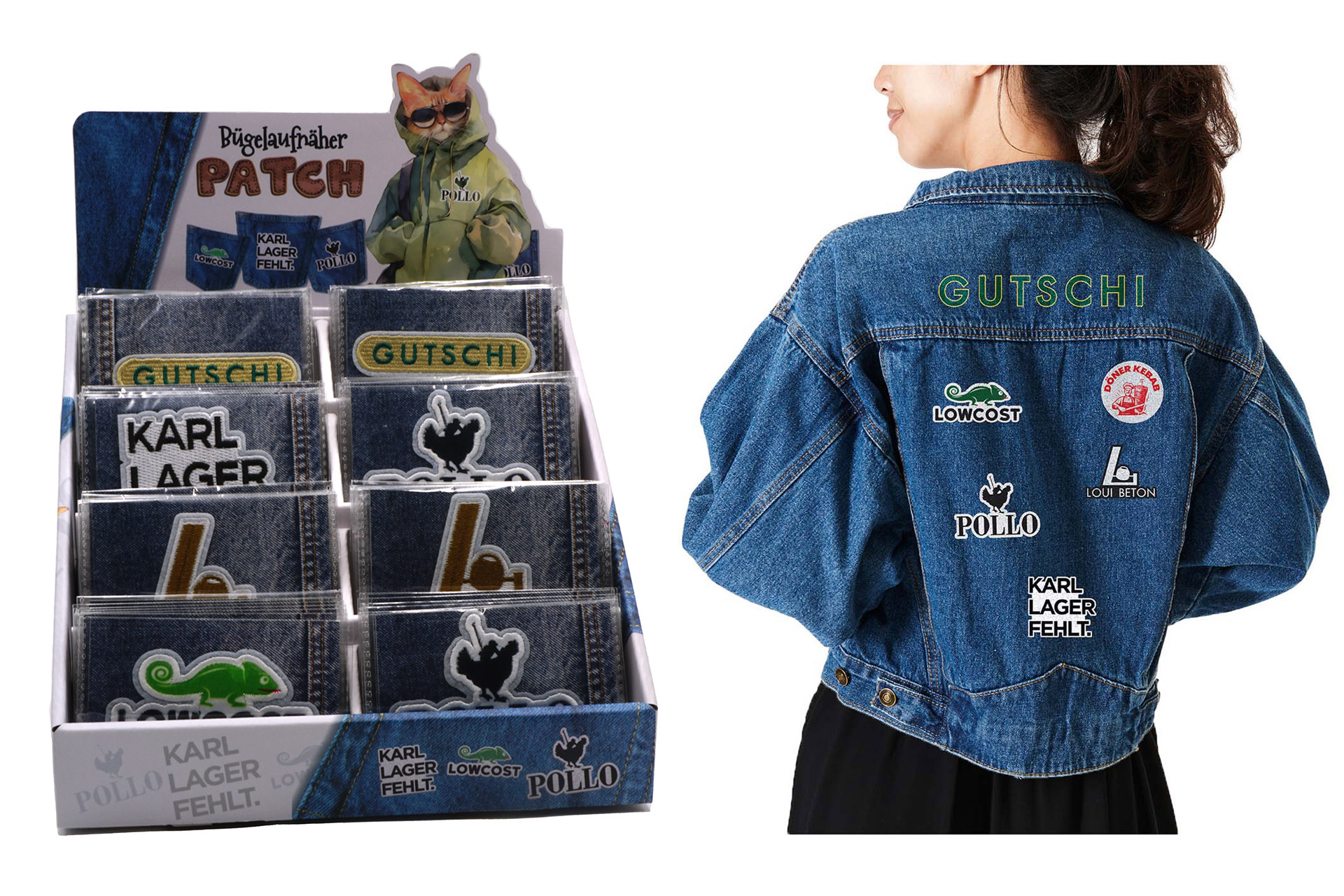 Bügelaufnäher Patches "Talahon", 5 Designs sortiert, im Display