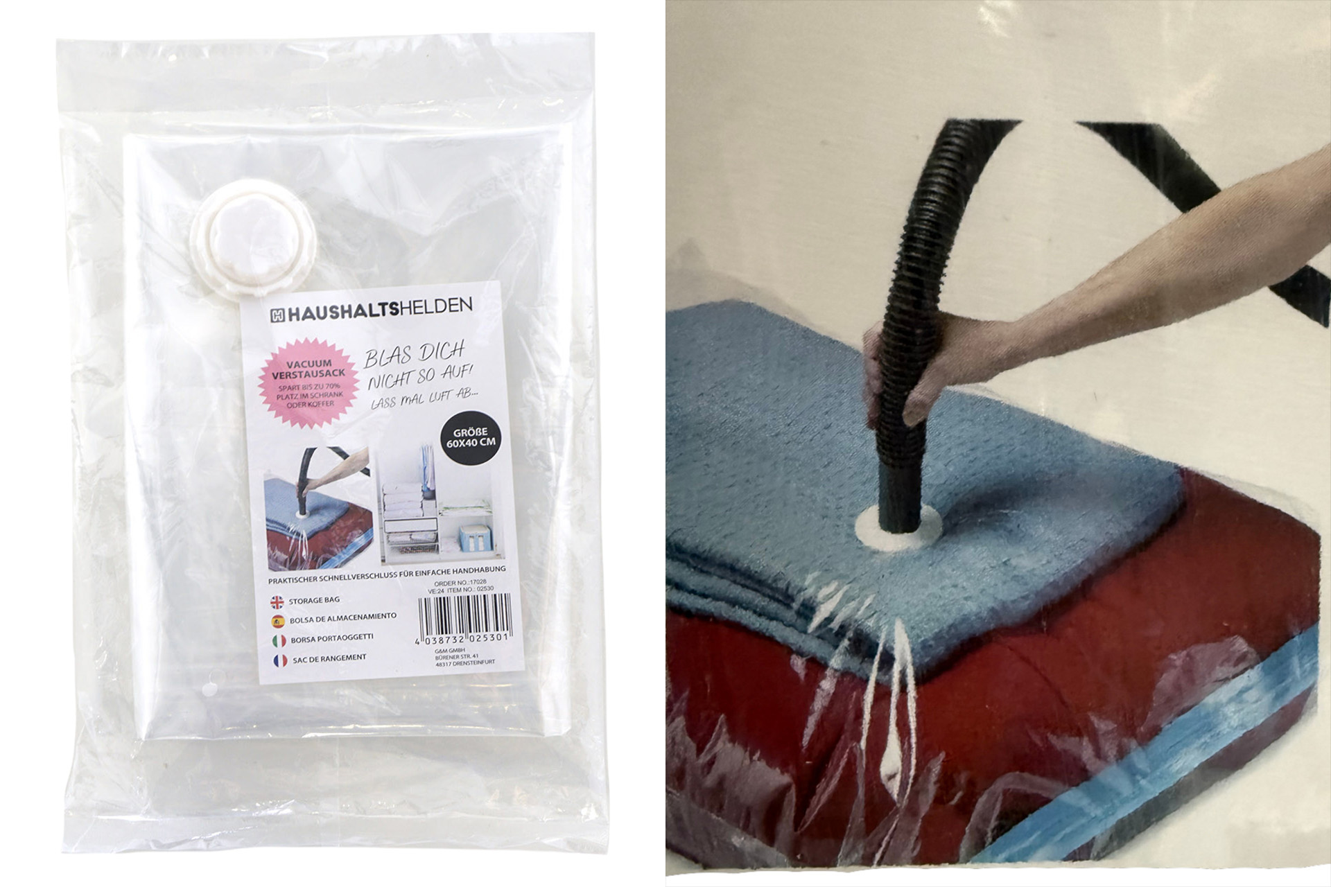 Vacuum Verstau Sack Größe 60x40cm