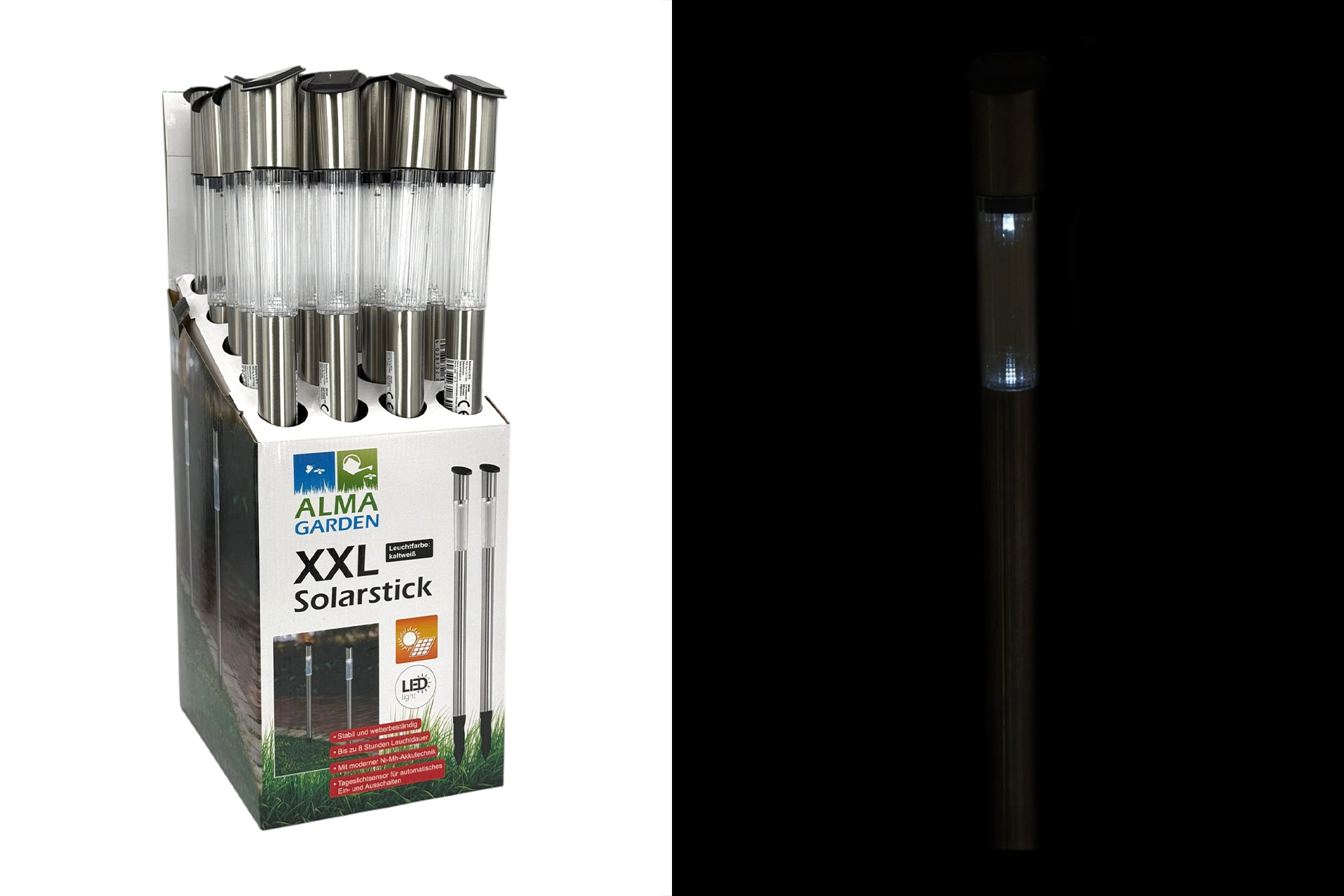 Solar Stick Edelstahl XXL 70cm, im Display