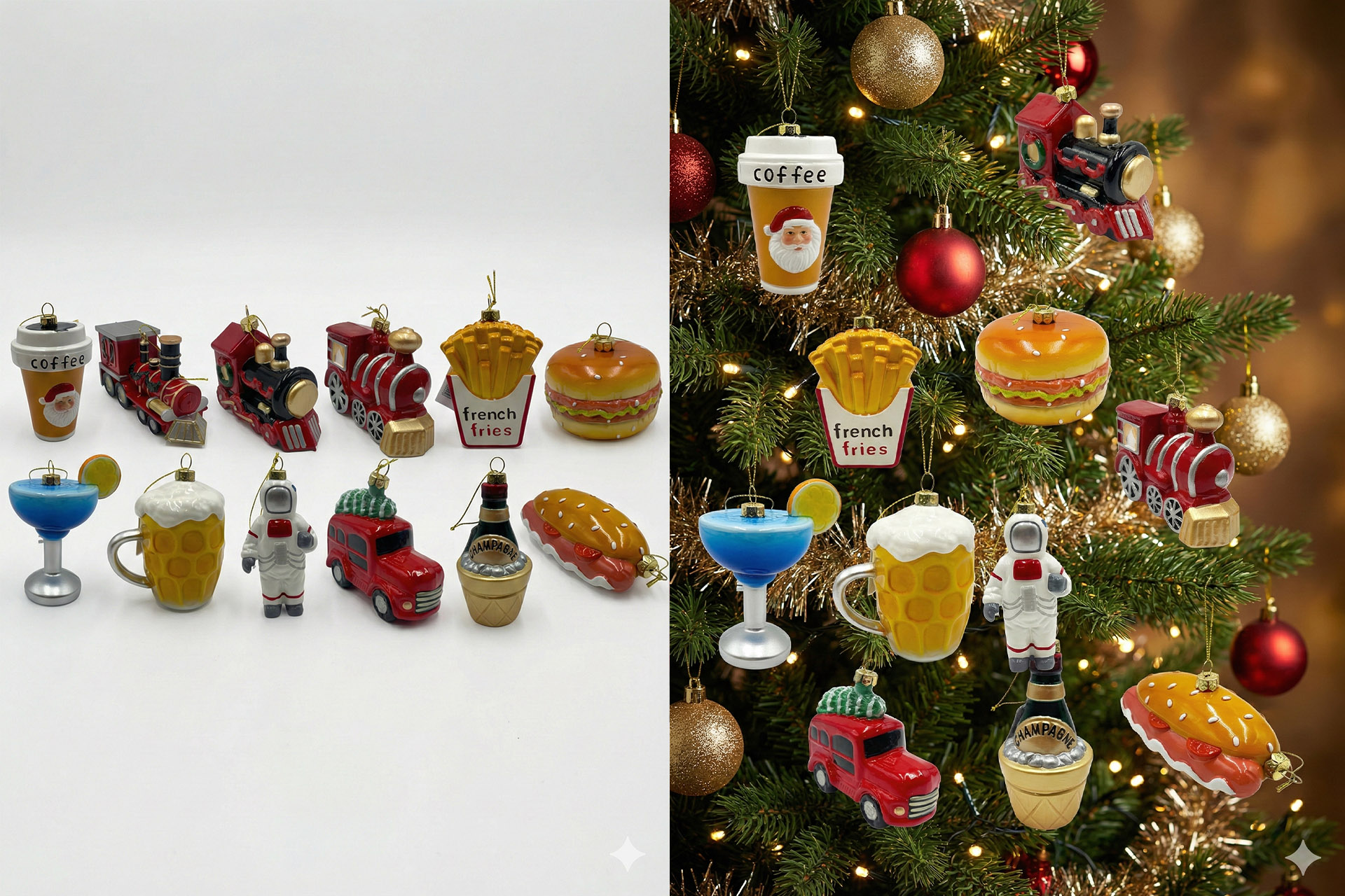 Weihnachtskugeln Kunststoff "Weihnachtsmix", 10-13cm, 12 Designs