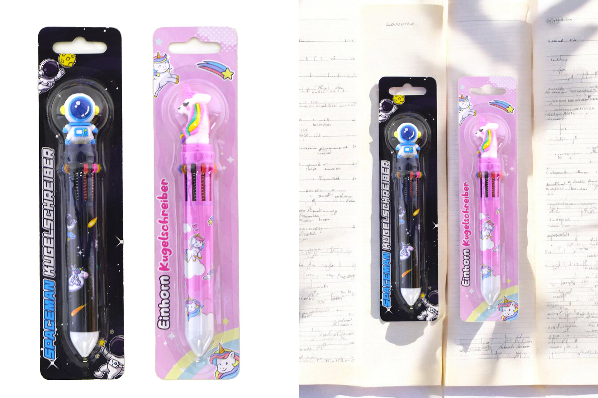 Kugelschreiber "Astronaut & Einhorn", 10 in 1, 2 Designs
