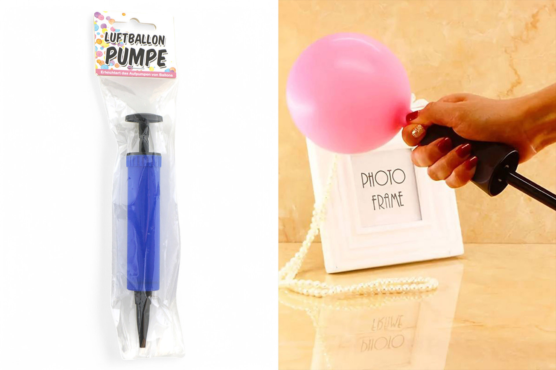 Luftballonpumpe blau, 16cm