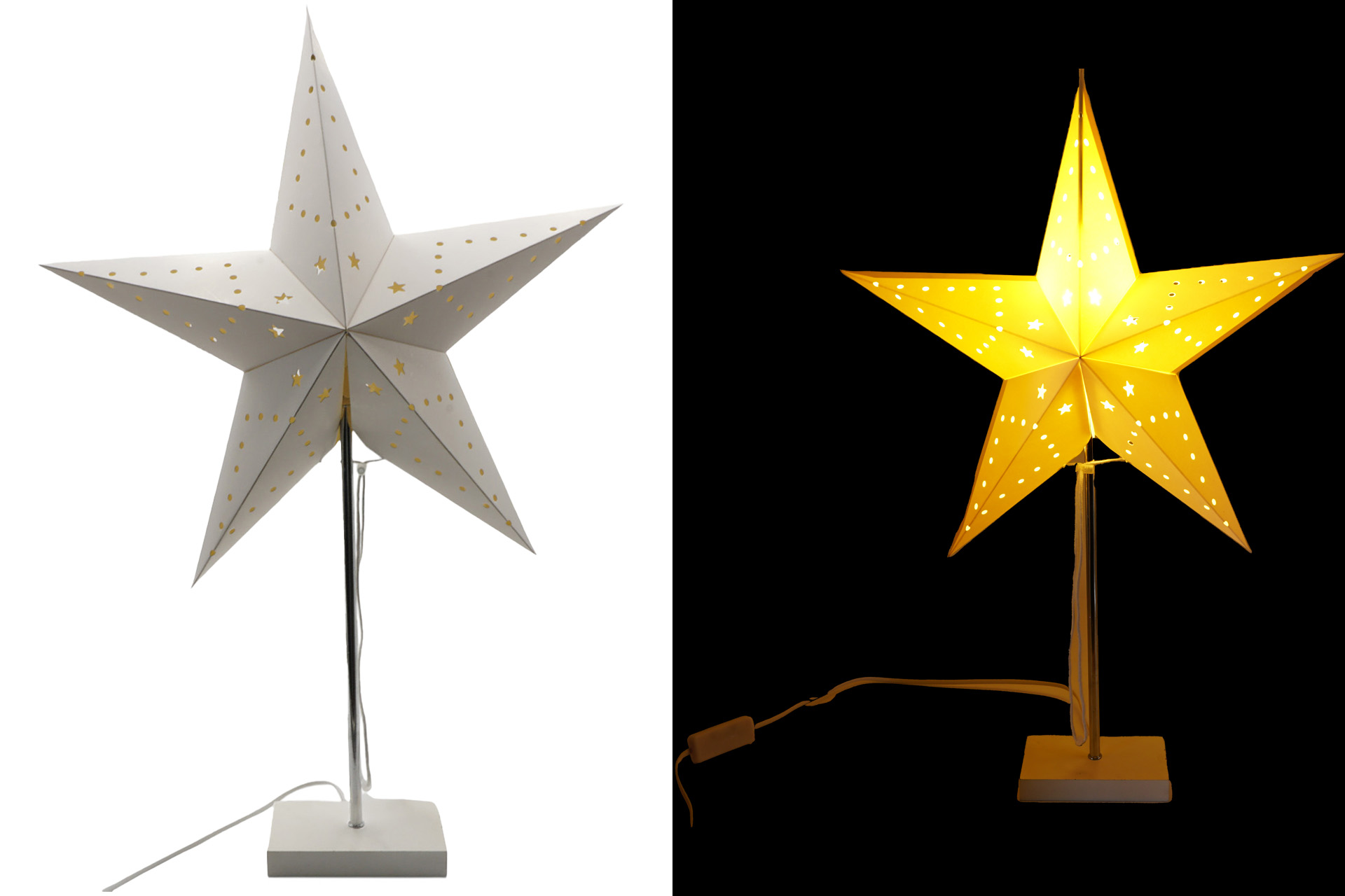 LED Weihnachtsdekoration "Papier Stern", 60cm, mit Standfuß