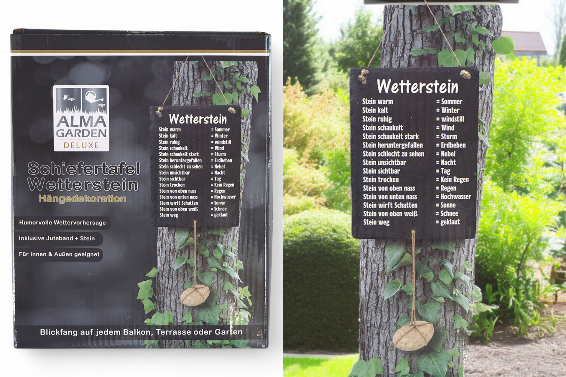 Schieferplatte "Wetterstein" zum hängen, 20x25cm