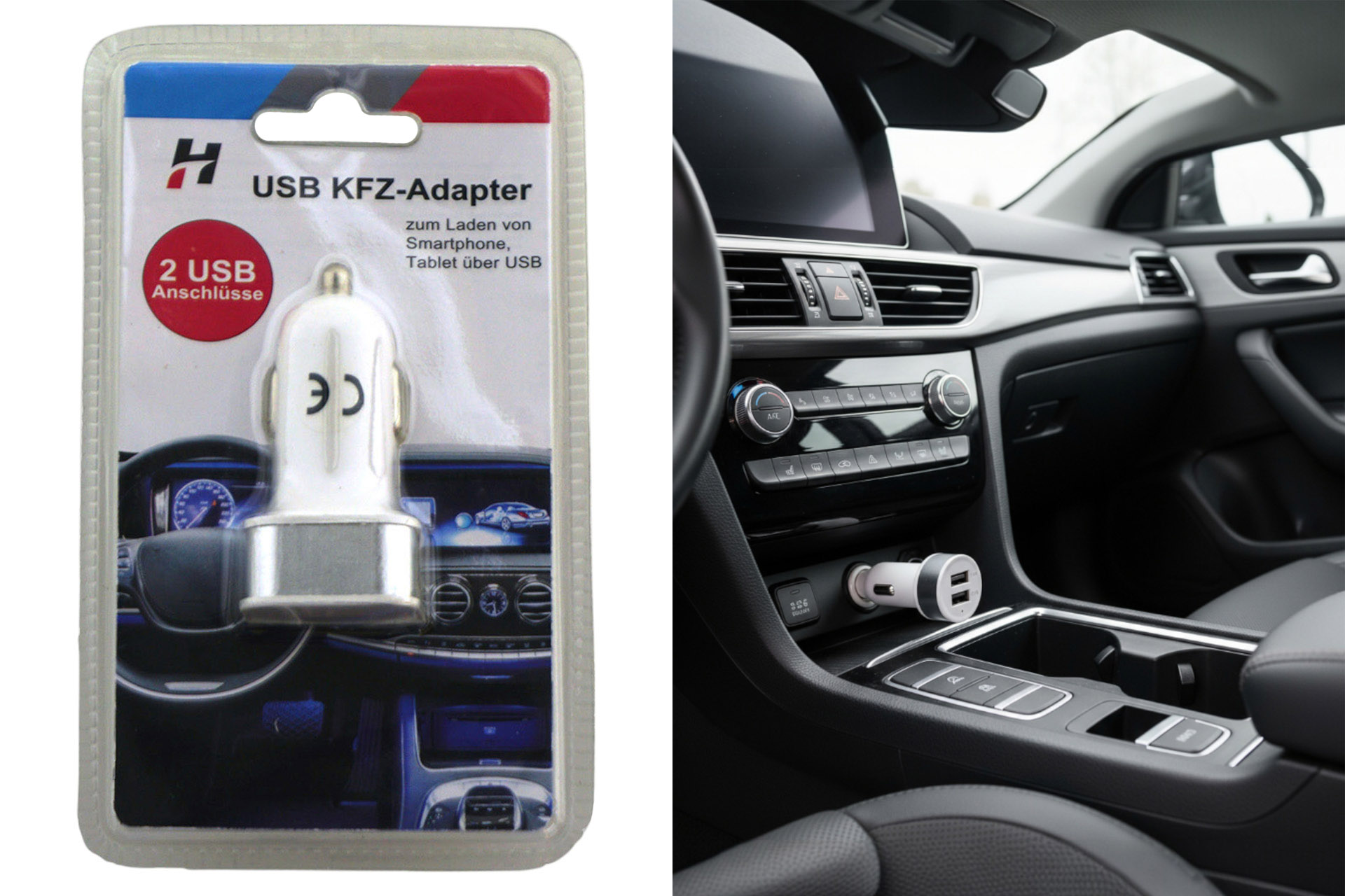 KFZ-Adapter USB weiß, 2er Port