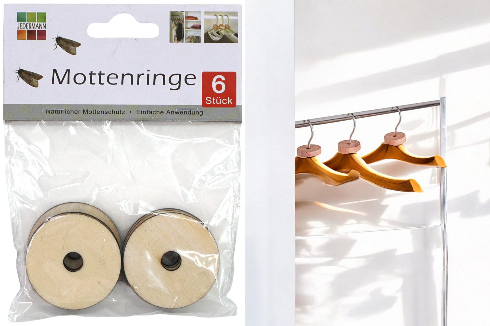 Mottenringe Holz, 6er
