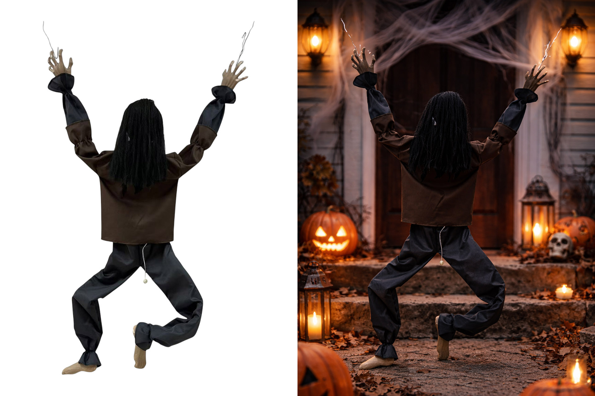 Deko Figuren Halloween "Climbing Wall Man", 60x16x153cm, mit Sound