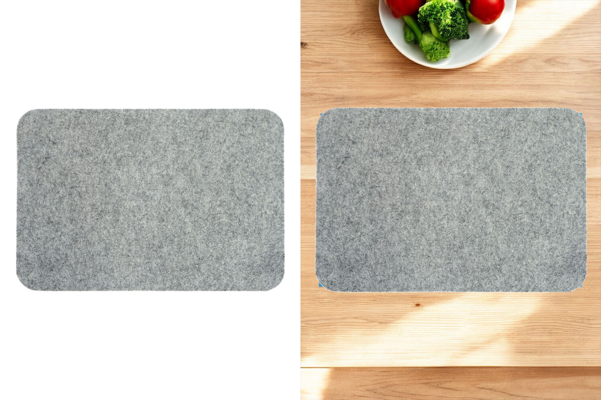Felt decorative place mat  45x30cm, light grey