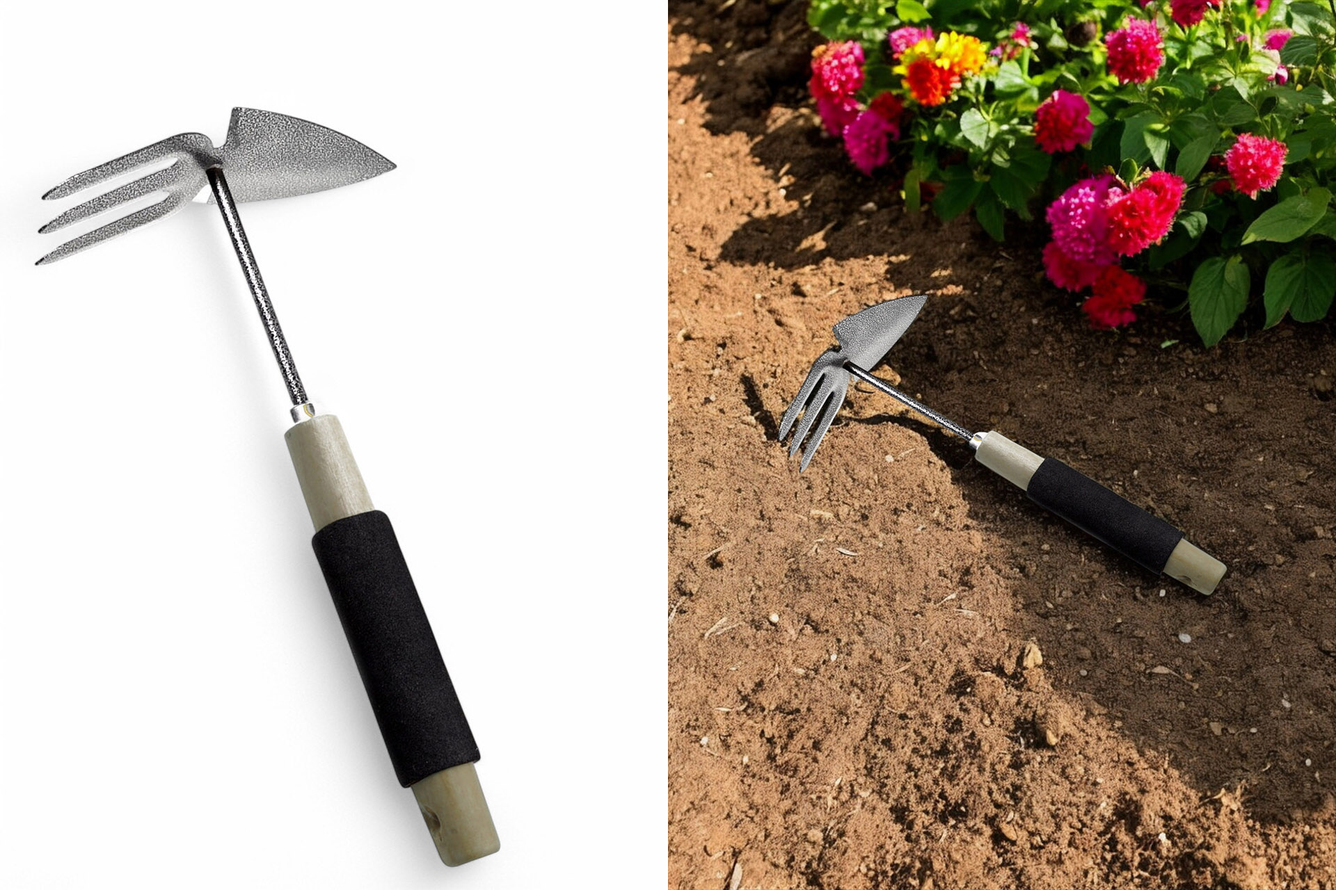 Gartengerät *Premium* Doppelhacke, 30cm, Metall mit Holz- und Softgriff