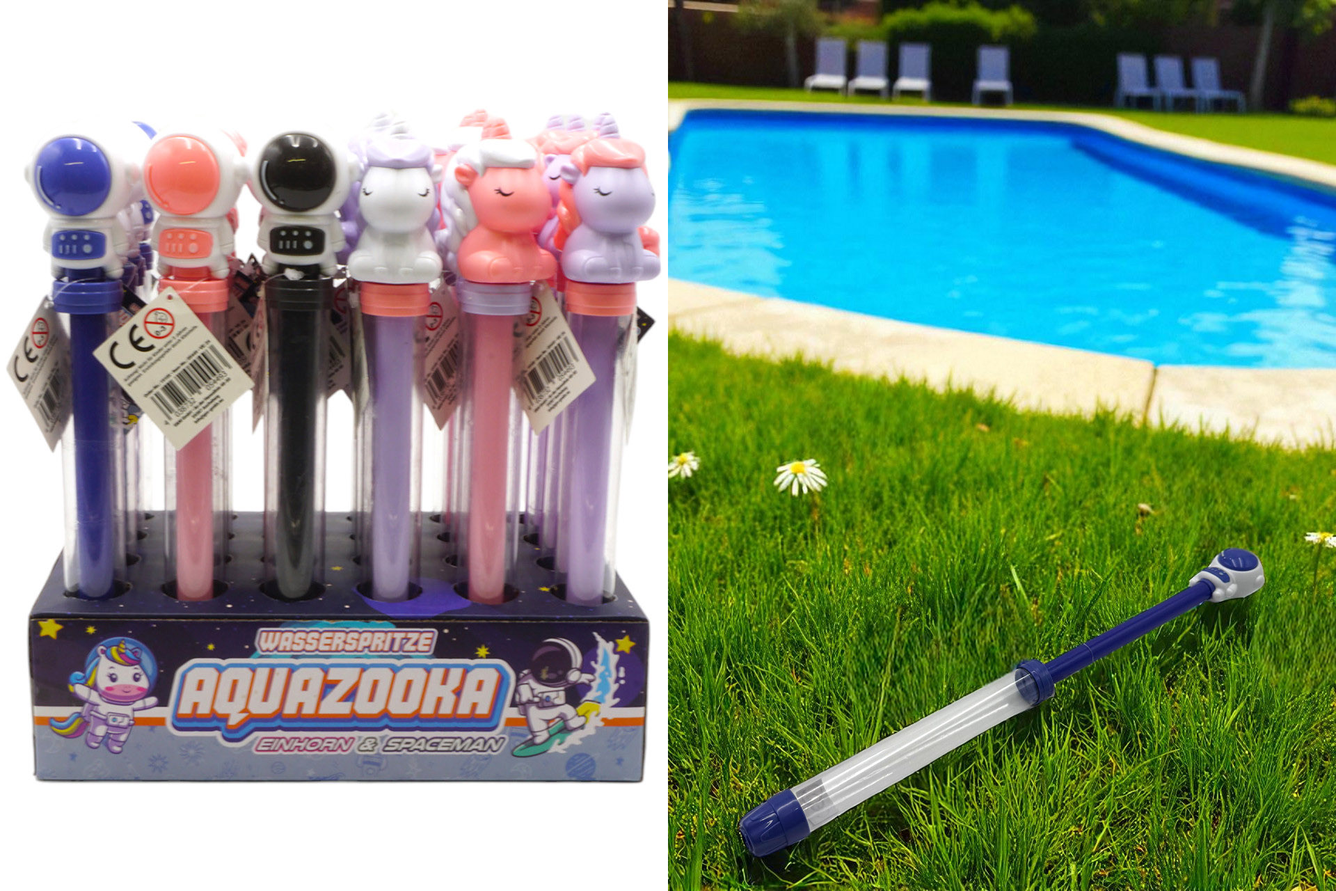 Wasserpistole "Waterstick", 6 Farben, 2 Designs, im Display