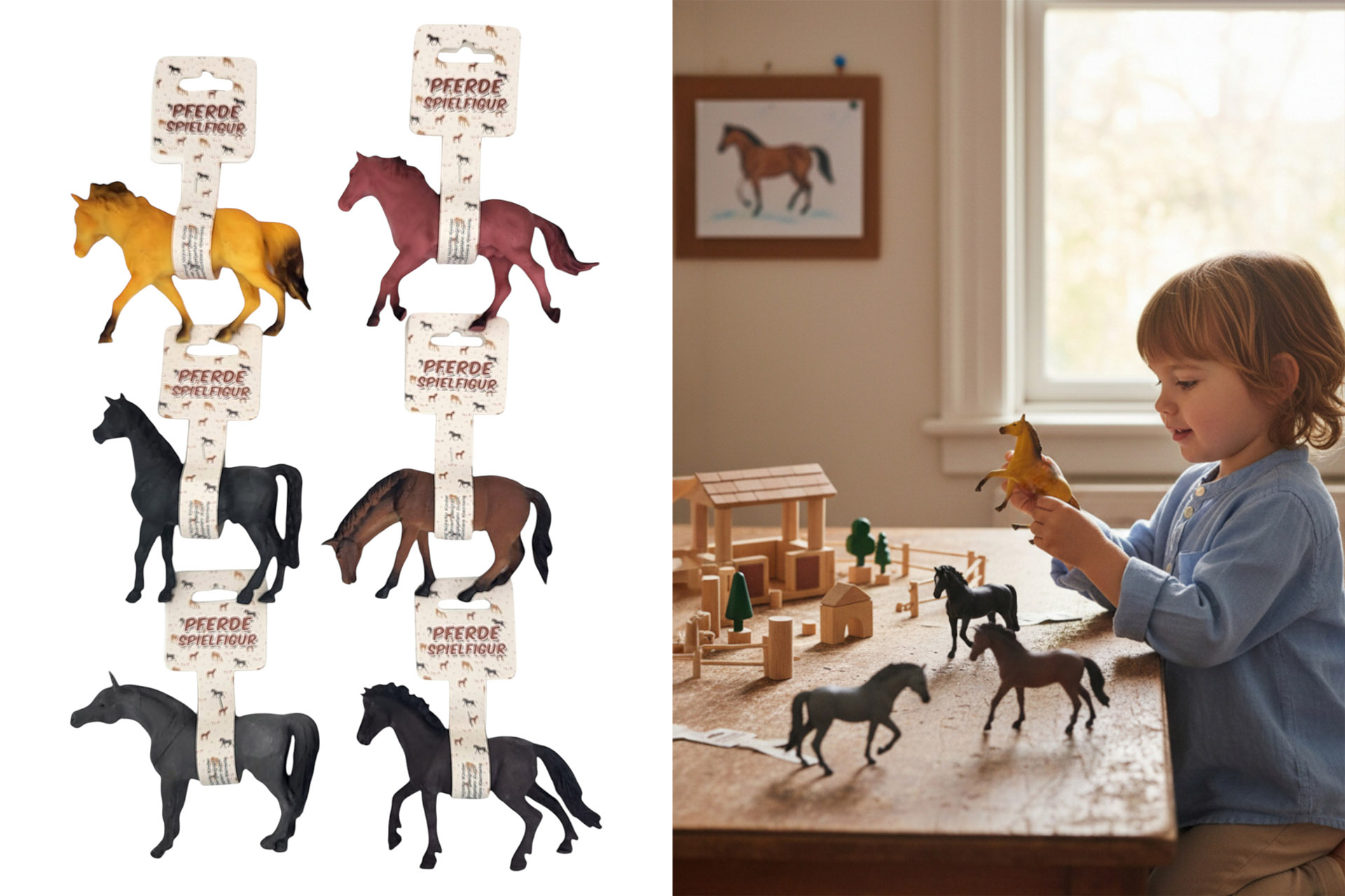 Spielzeug Figur "Pferde", 12-16cm, 6 Designs sortiert