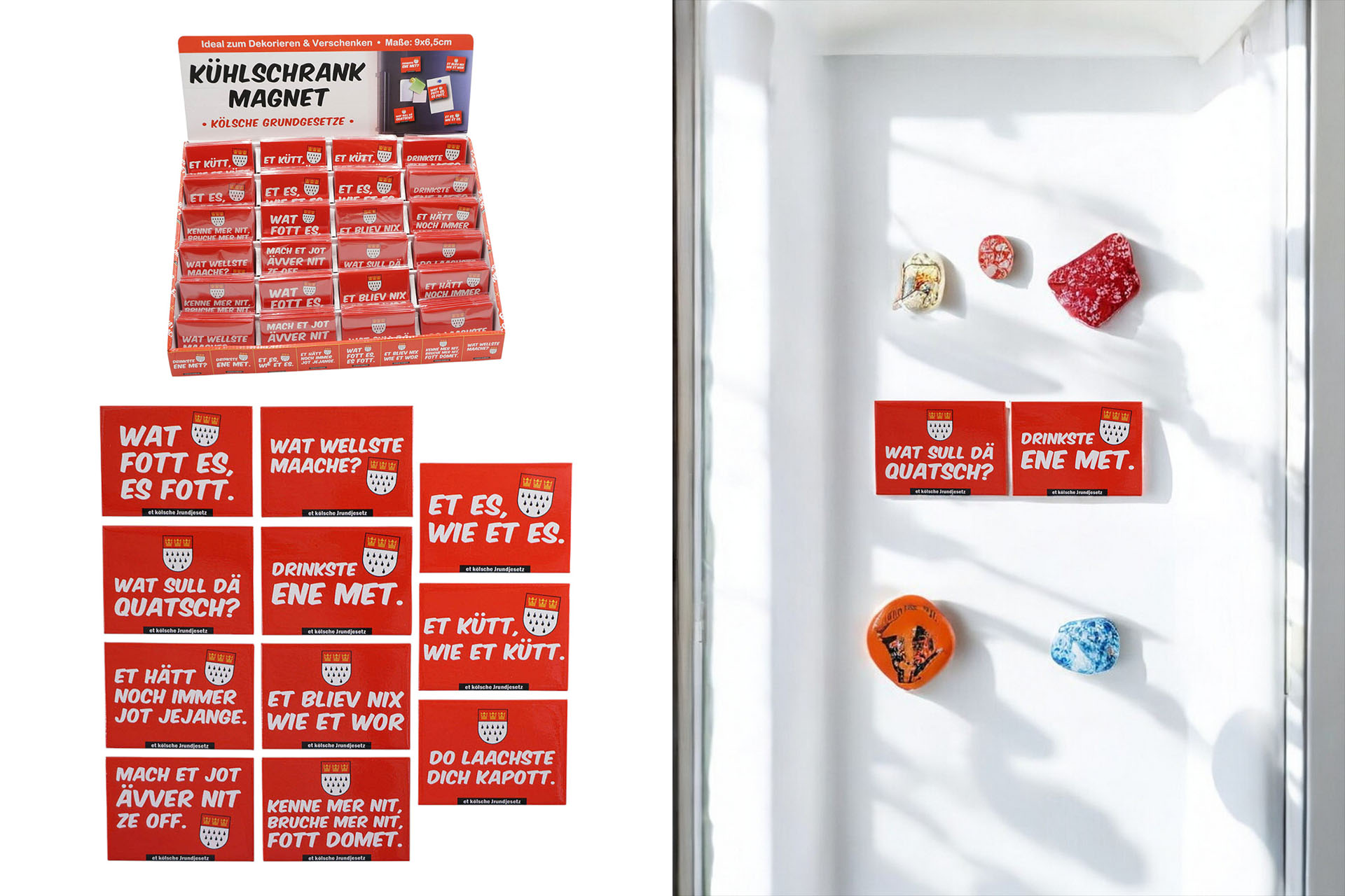 Kühlschrankmagnet, 9x6,5cm, "Kölsche Grundgesetze", im Display