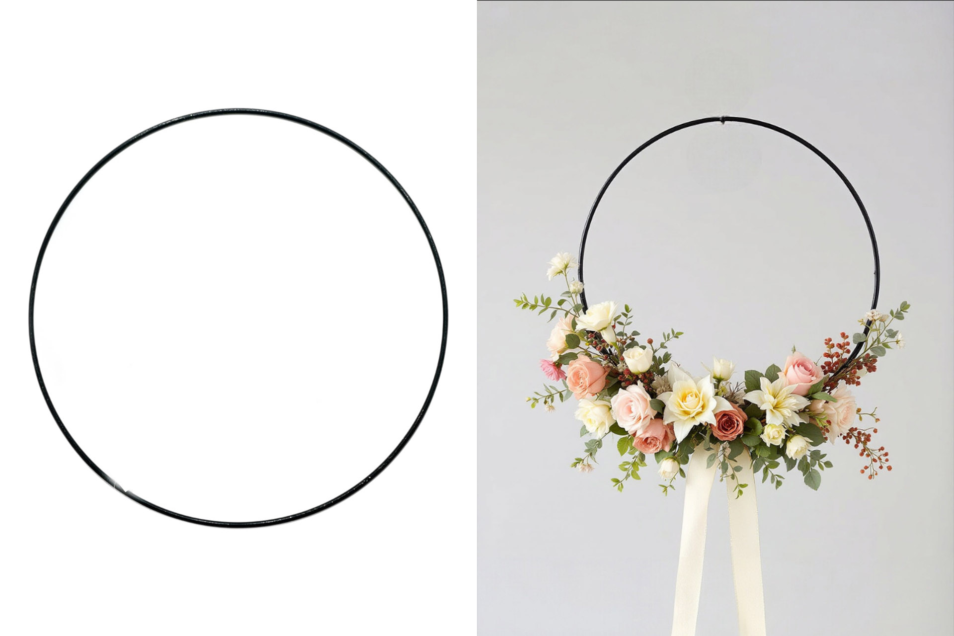 Dekoration Metall "Ring" 30cm, schwarz