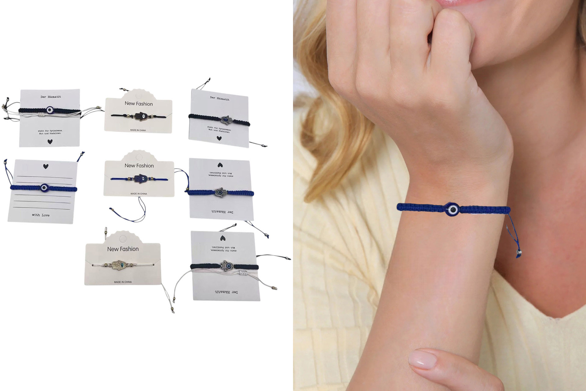 Armband "Fatimas Auge", 8 Designs sortiert, im Display