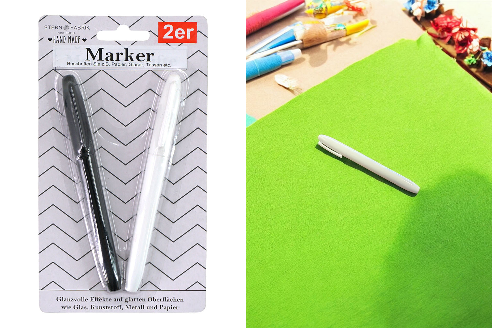 Stifte Metallic 2 Farben schwarz/weiß, 2er