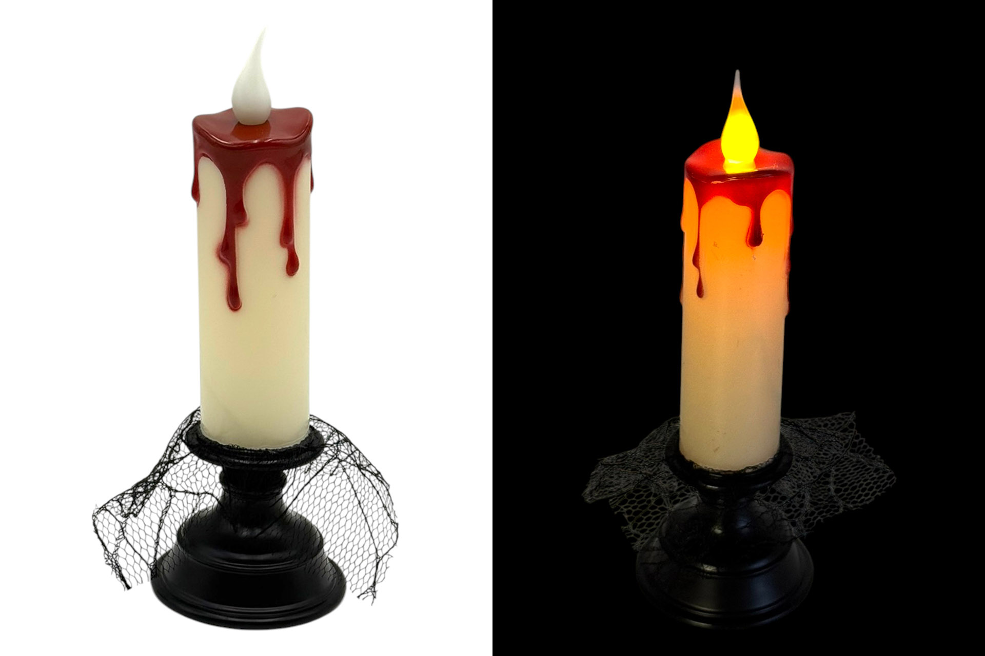 LED Kerze Halloween "Blutig", 20x7,5x7,5cm, warmweiß