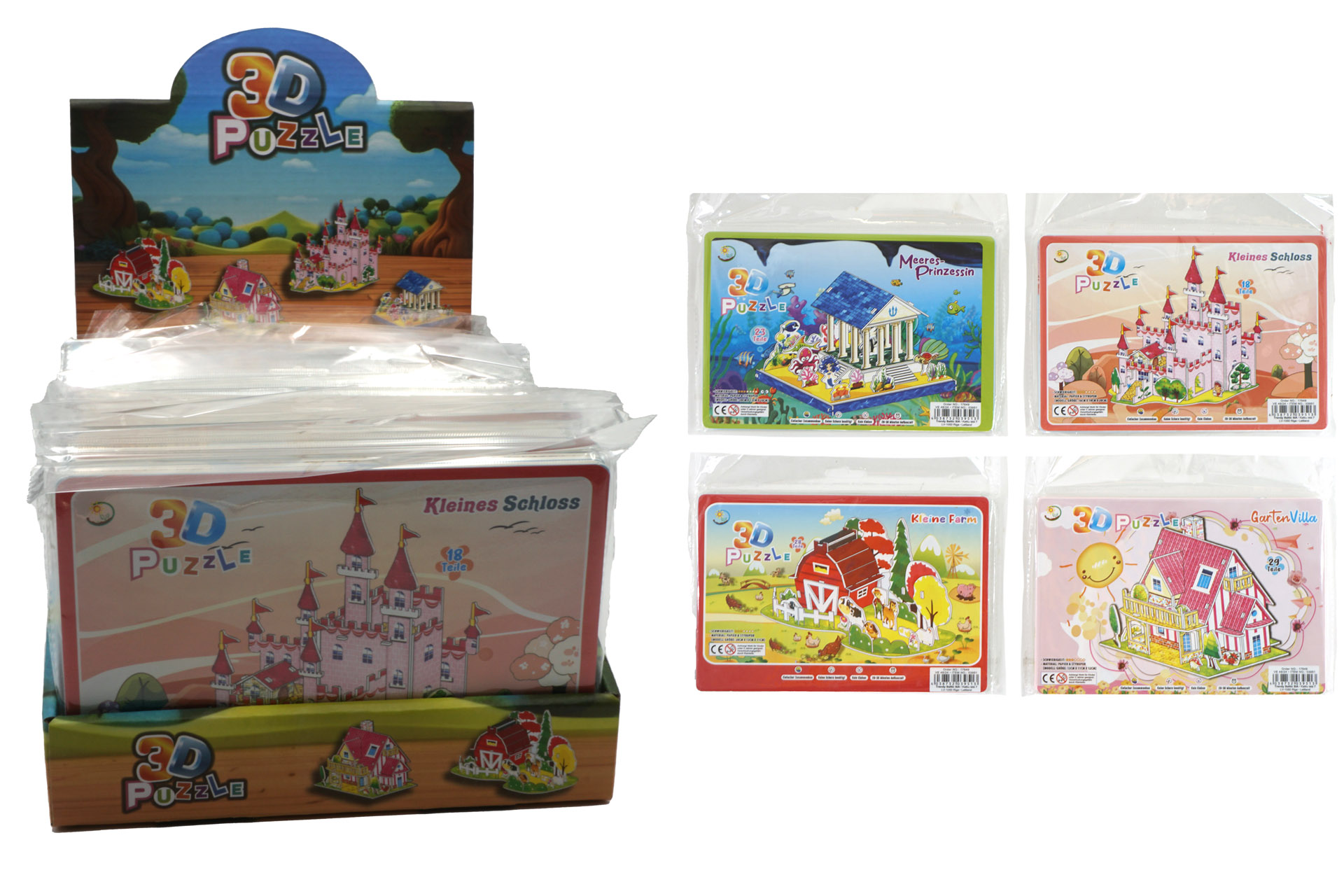 Puzzle 3D "Girl & Boy Mix" 21x14cm, 4-Fach sortiert, 4 Designs, im Display