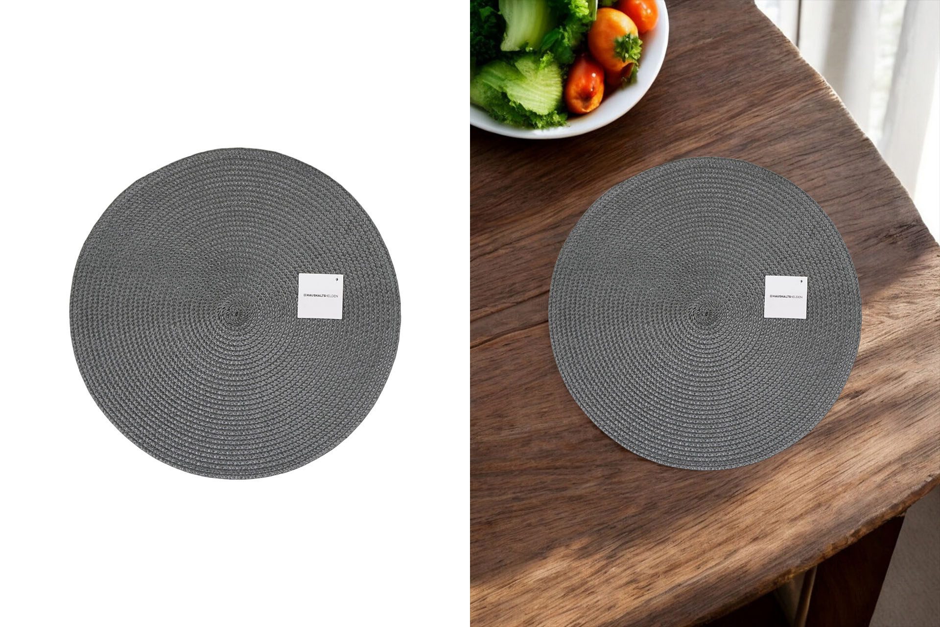 Platzset "India" Ø 38cm, PP-Gewirk, grau
