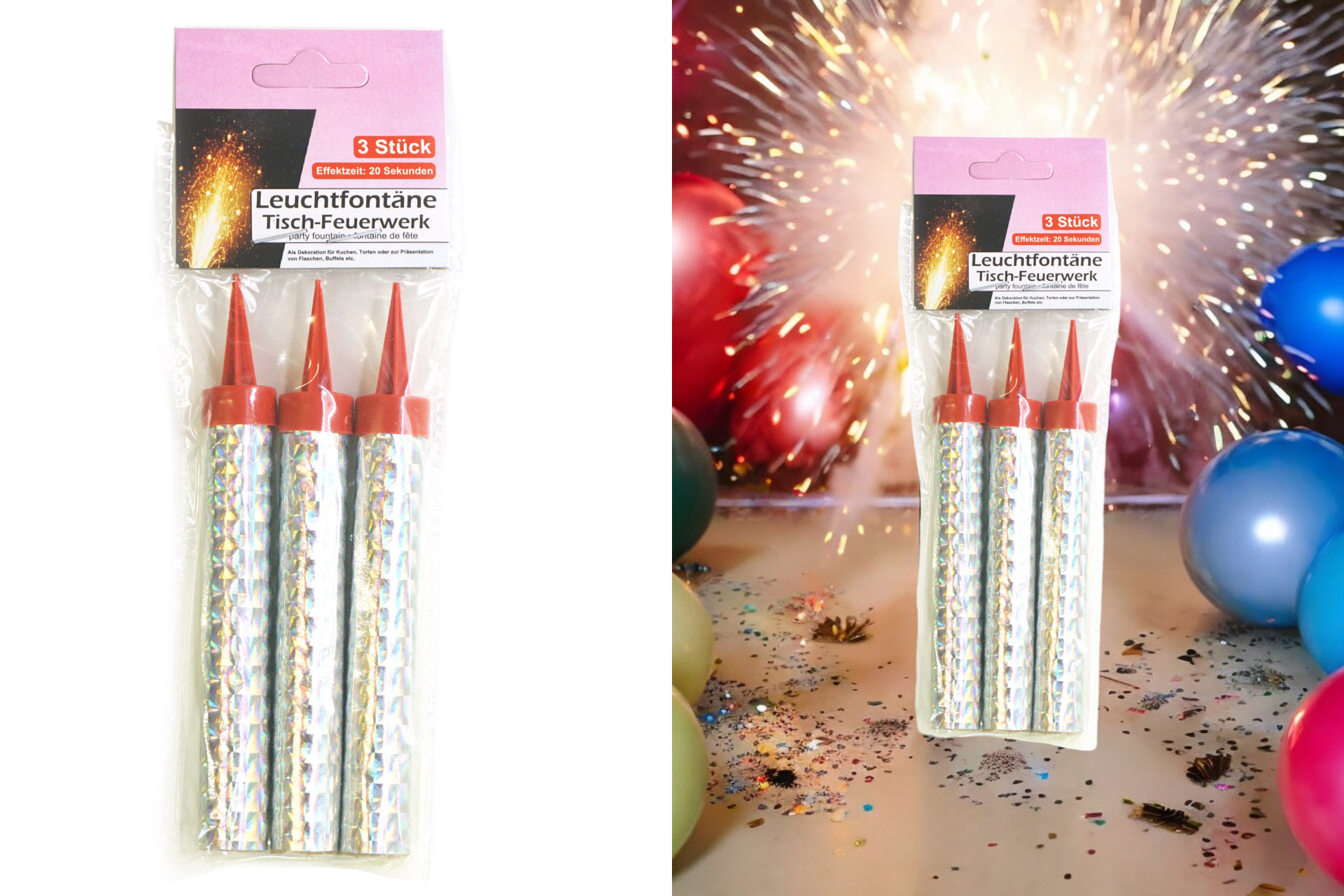 Luminous fountain 3pcs set, 10cm