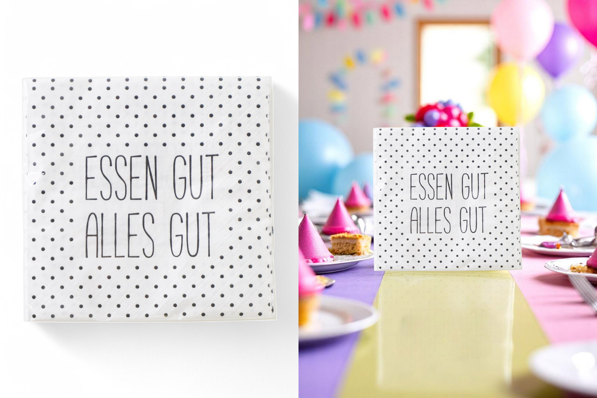 Servietten "Essen gut alles gut" 33x33cm, ¼ Falz, 3-lagig, 20er Pack