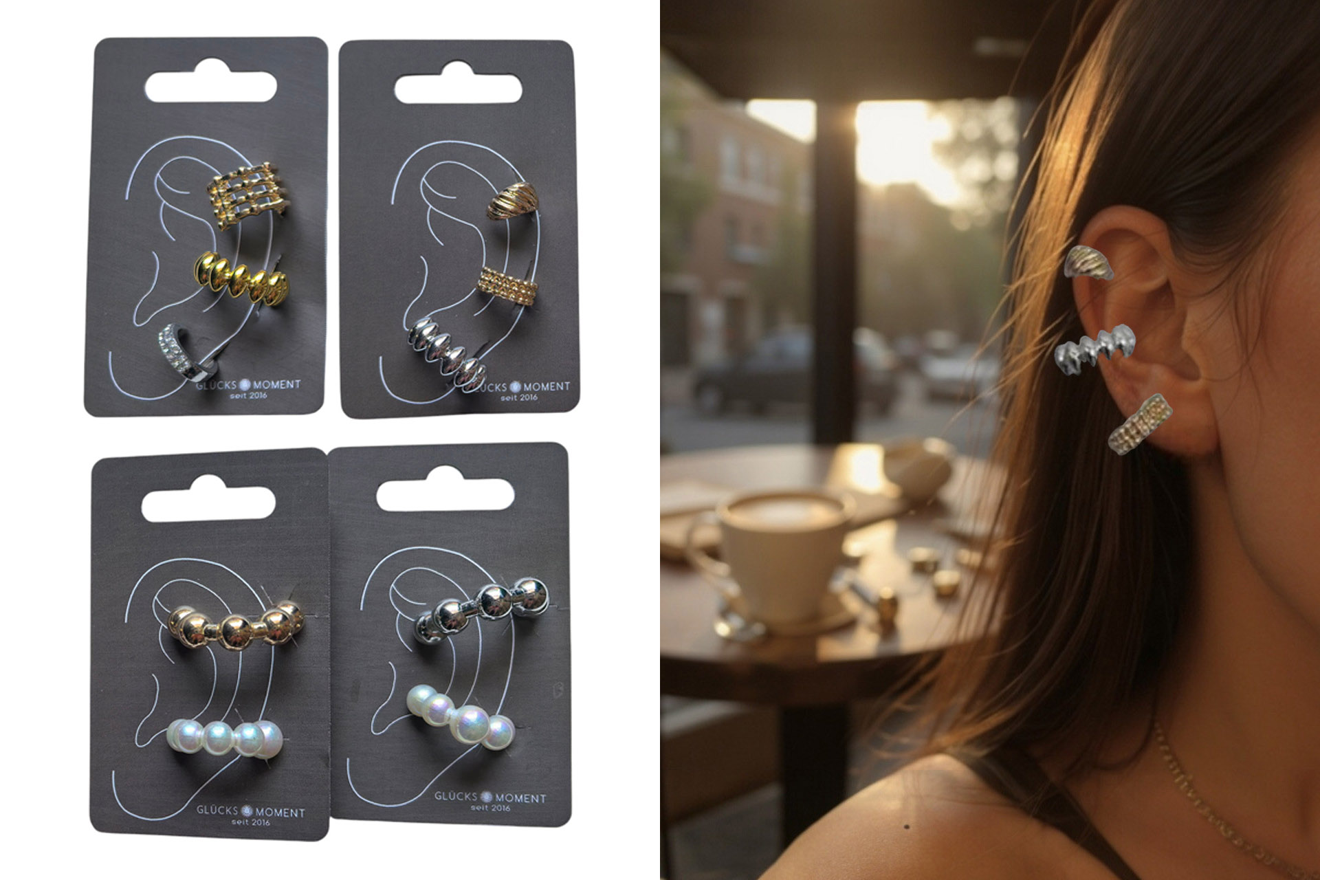 Ohrringe "Ear Cuffs" 4 Designs, im Display