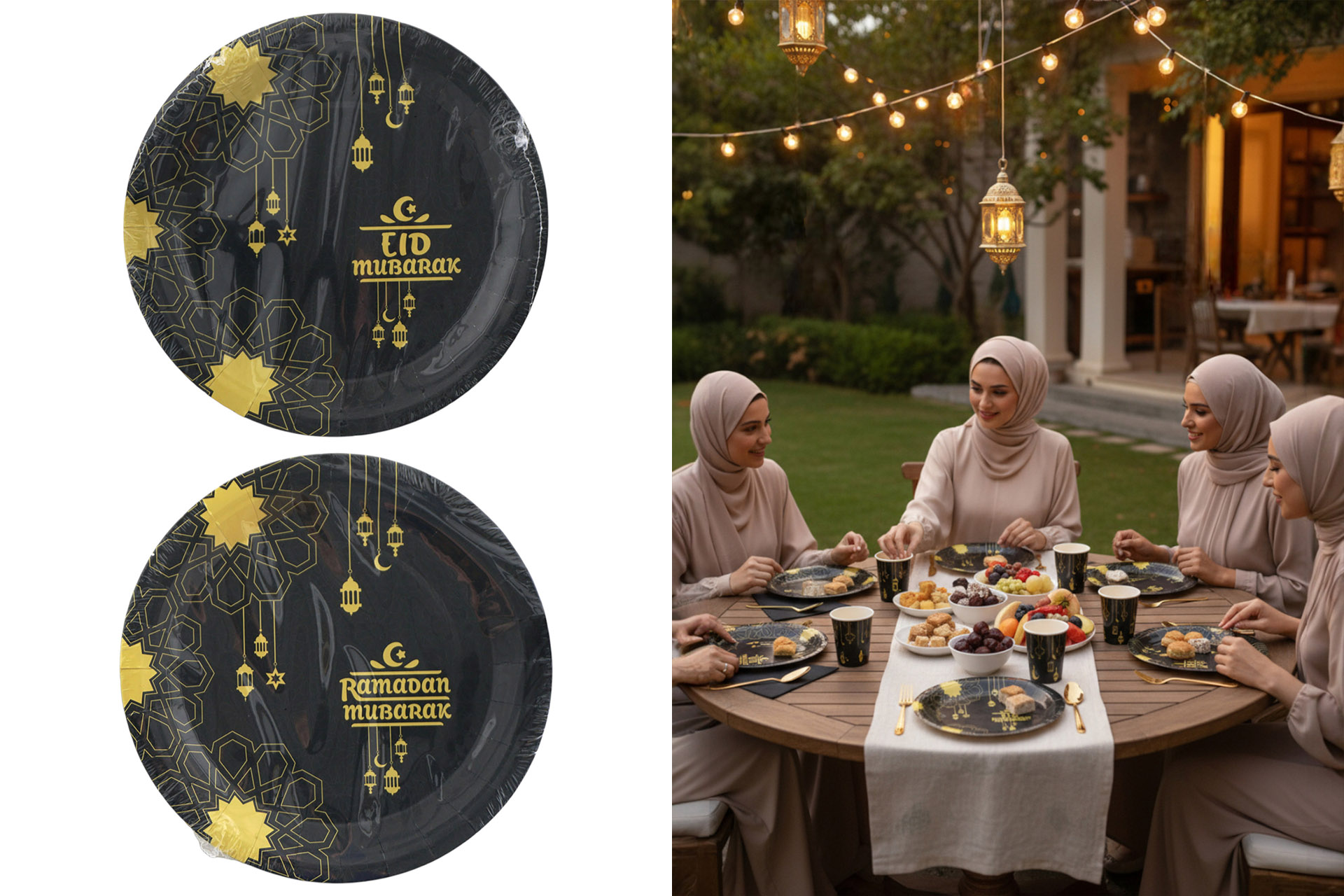 Pappteller "Ramadan", Ø 23cm, 2-Fach sortiert, 6er Set