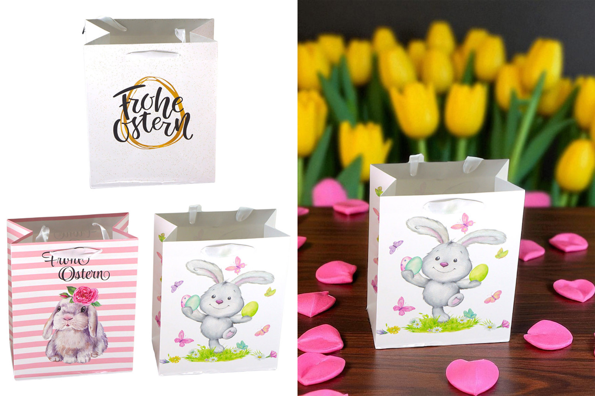 Geschenktüte Ostern "Frohe Ostern", 20x25,5x11cm, 3 Designs