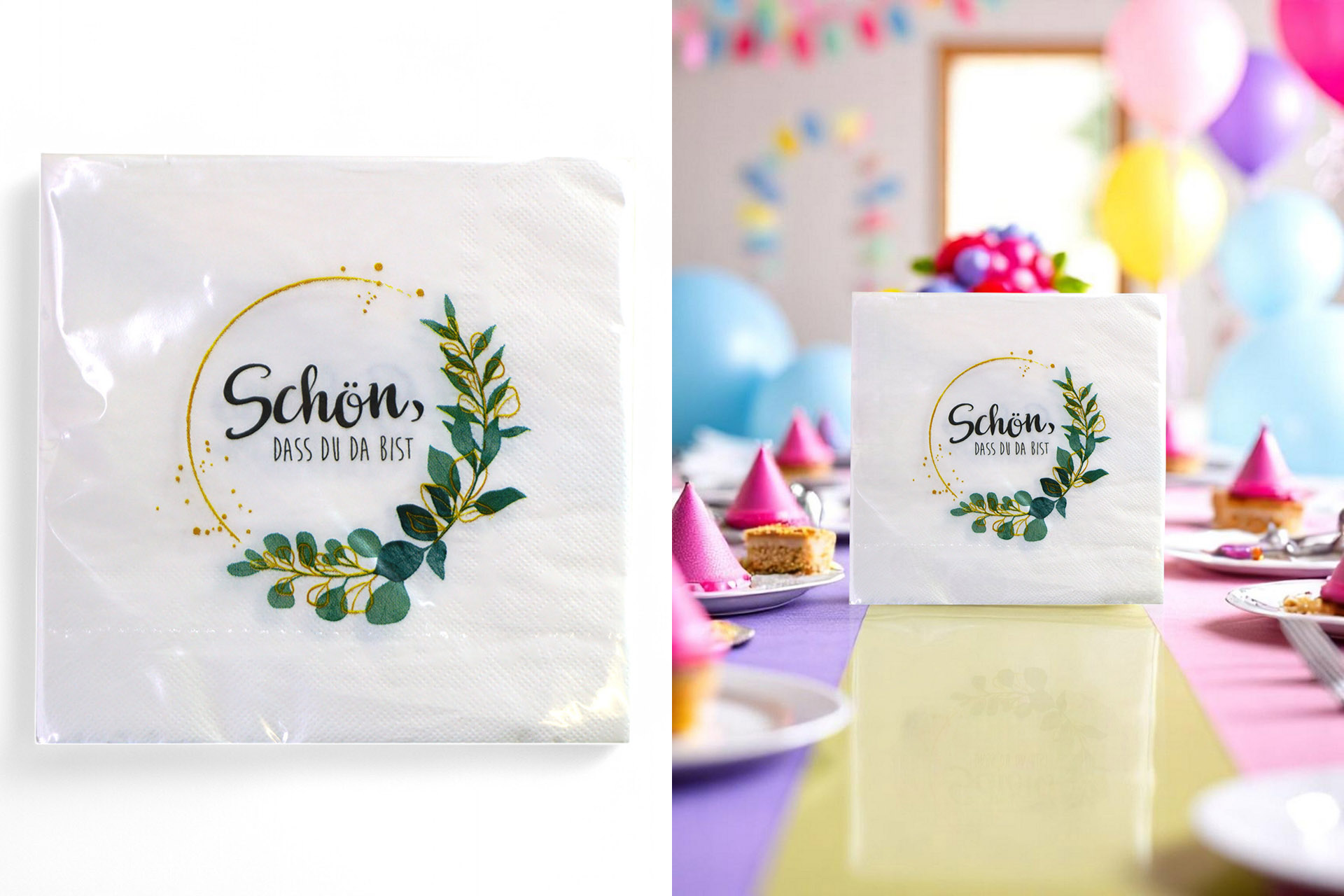 Servietten "Schön, dass du da bist", 33x33cm, ¼ Falz, 3-lagig, 20er Pack