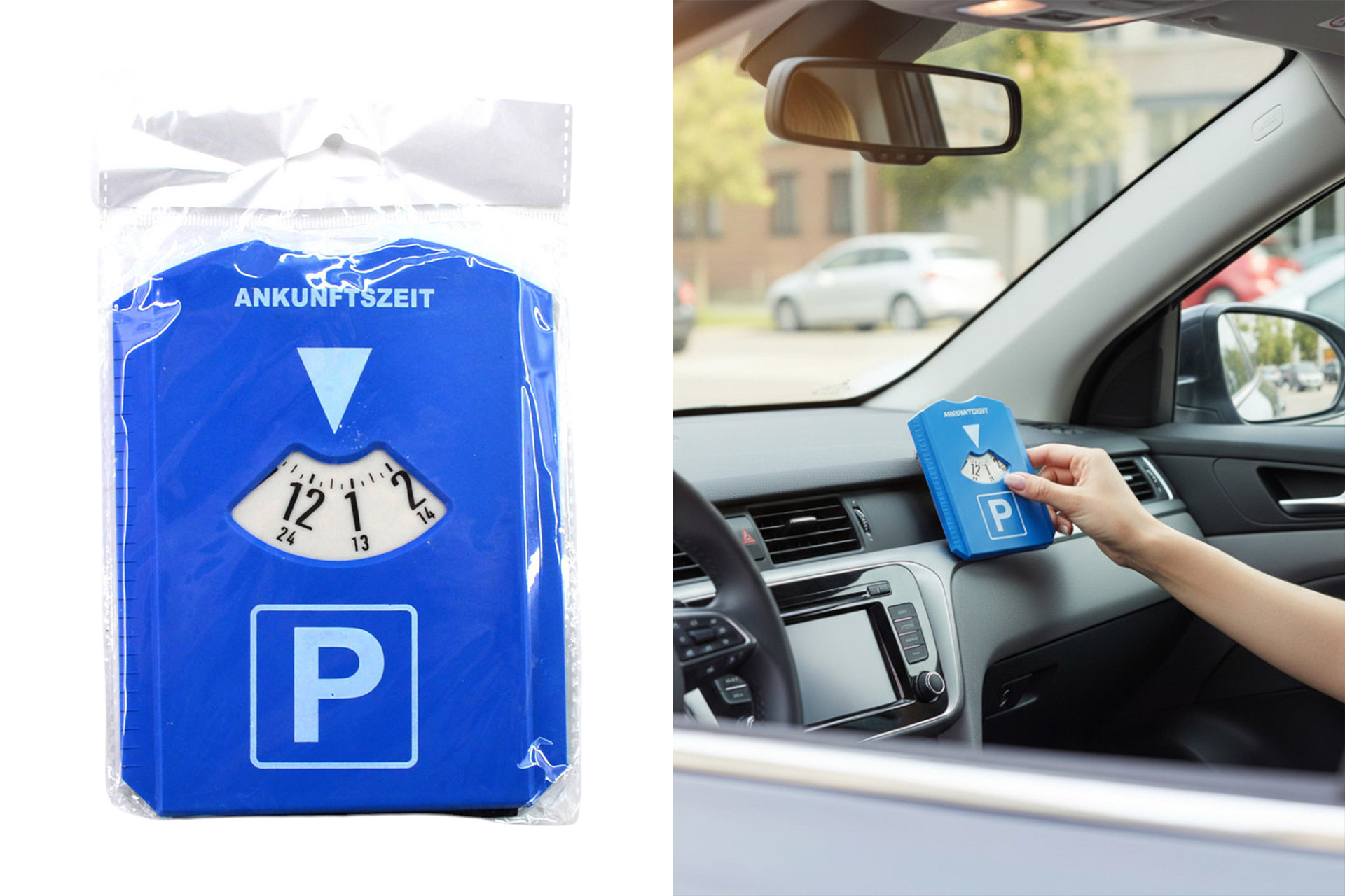 Parkscheibe Kunststoff mit Eiskratzer und Scheibenwischer