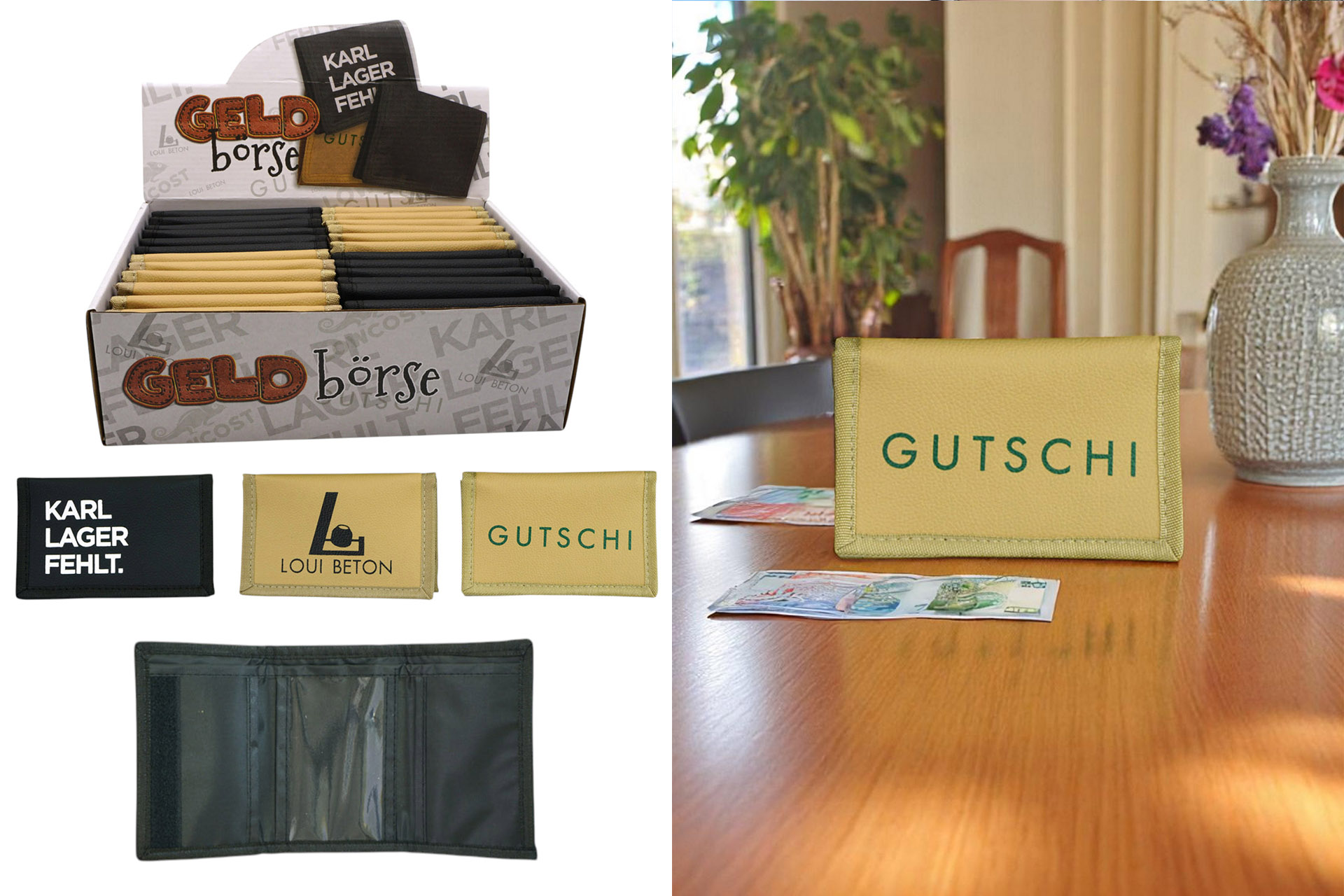 Geldbörse/Portemonnaie "Talahon", 4 Designs, 2 Farben, im Display