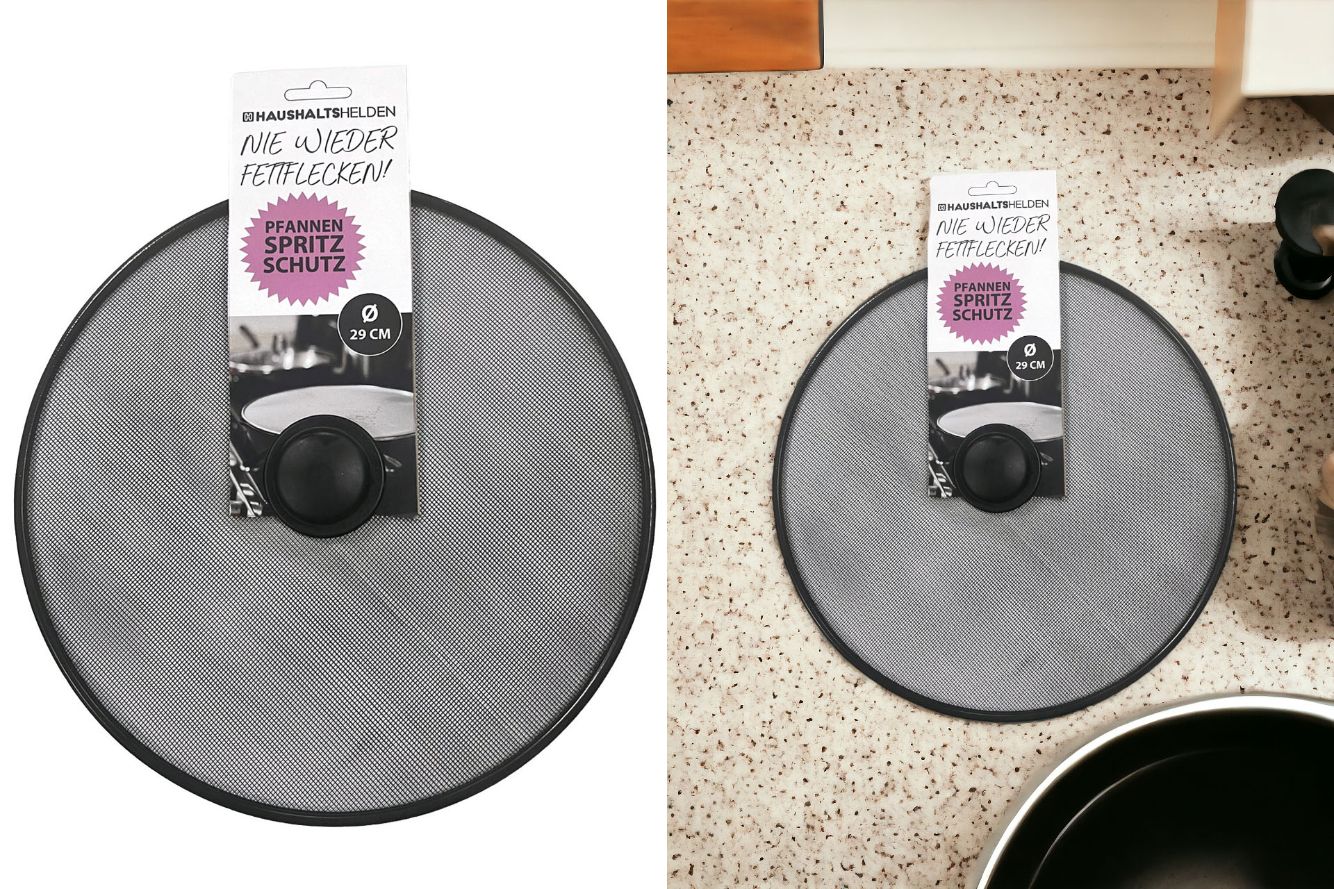 Pfannenspritzschutz 29cm, schwarz