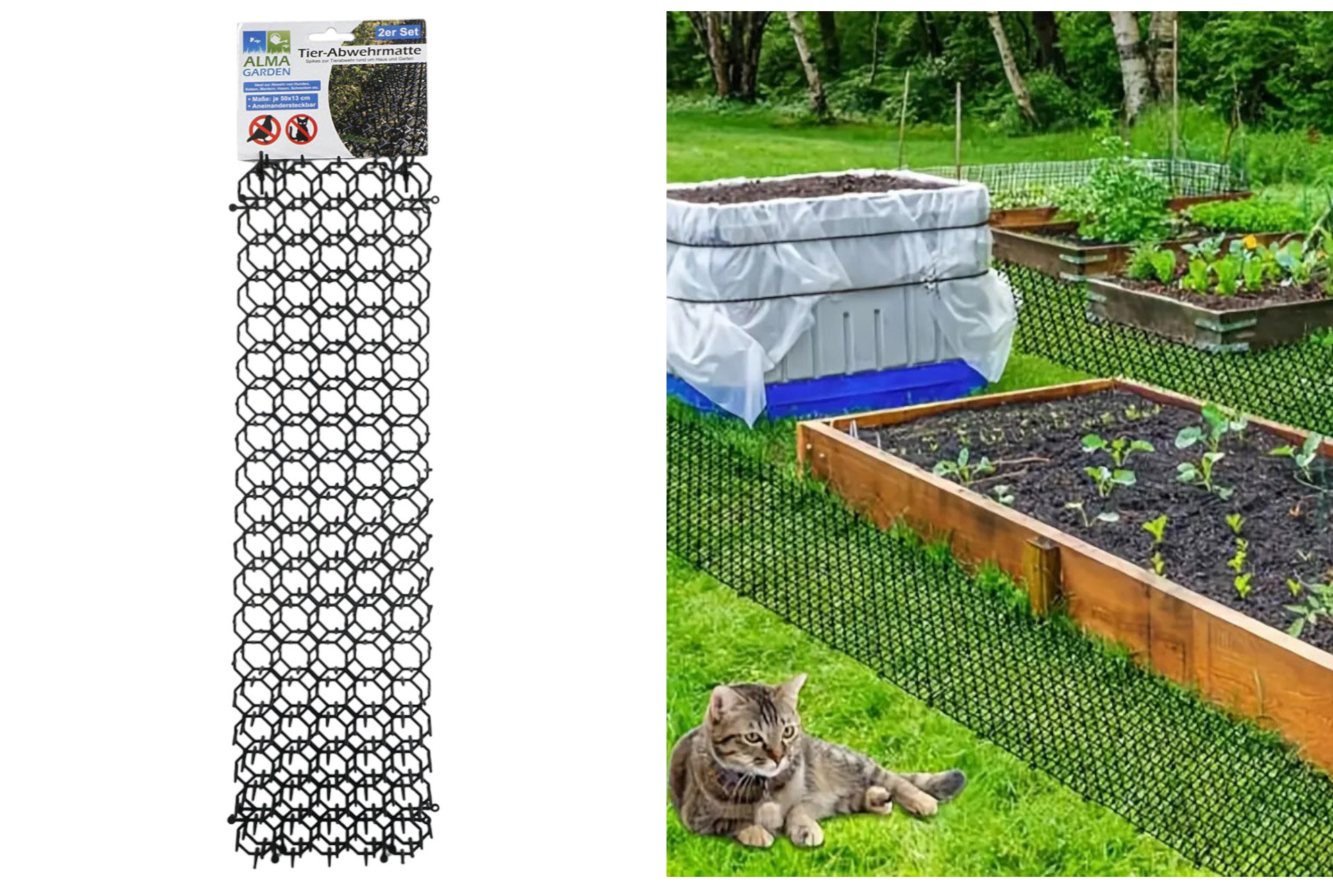 Tier-Abwehr Matte, 2 Stk., 50x13cm, aneinandersteckbar